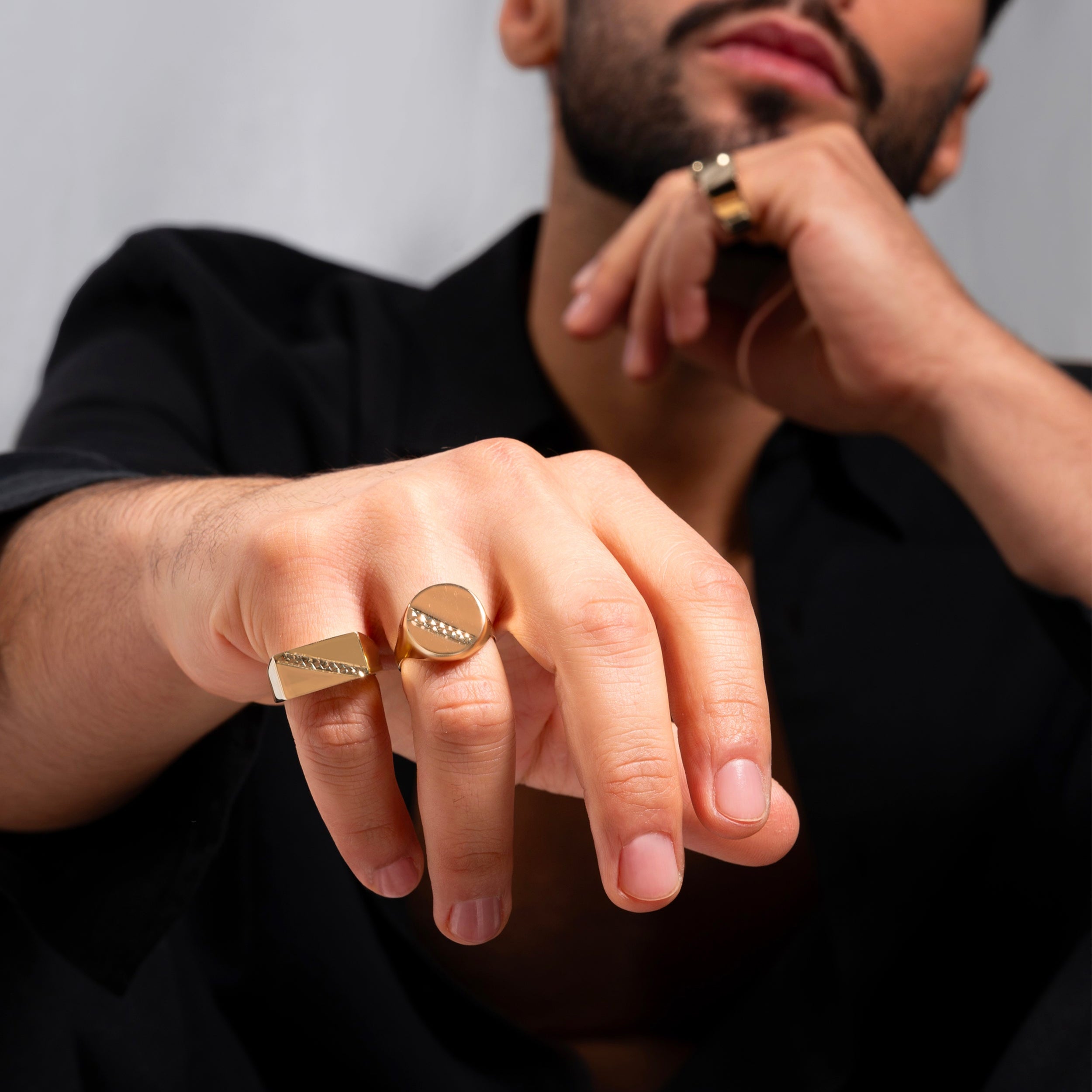 Anello da Uomo rettangolare diamantato