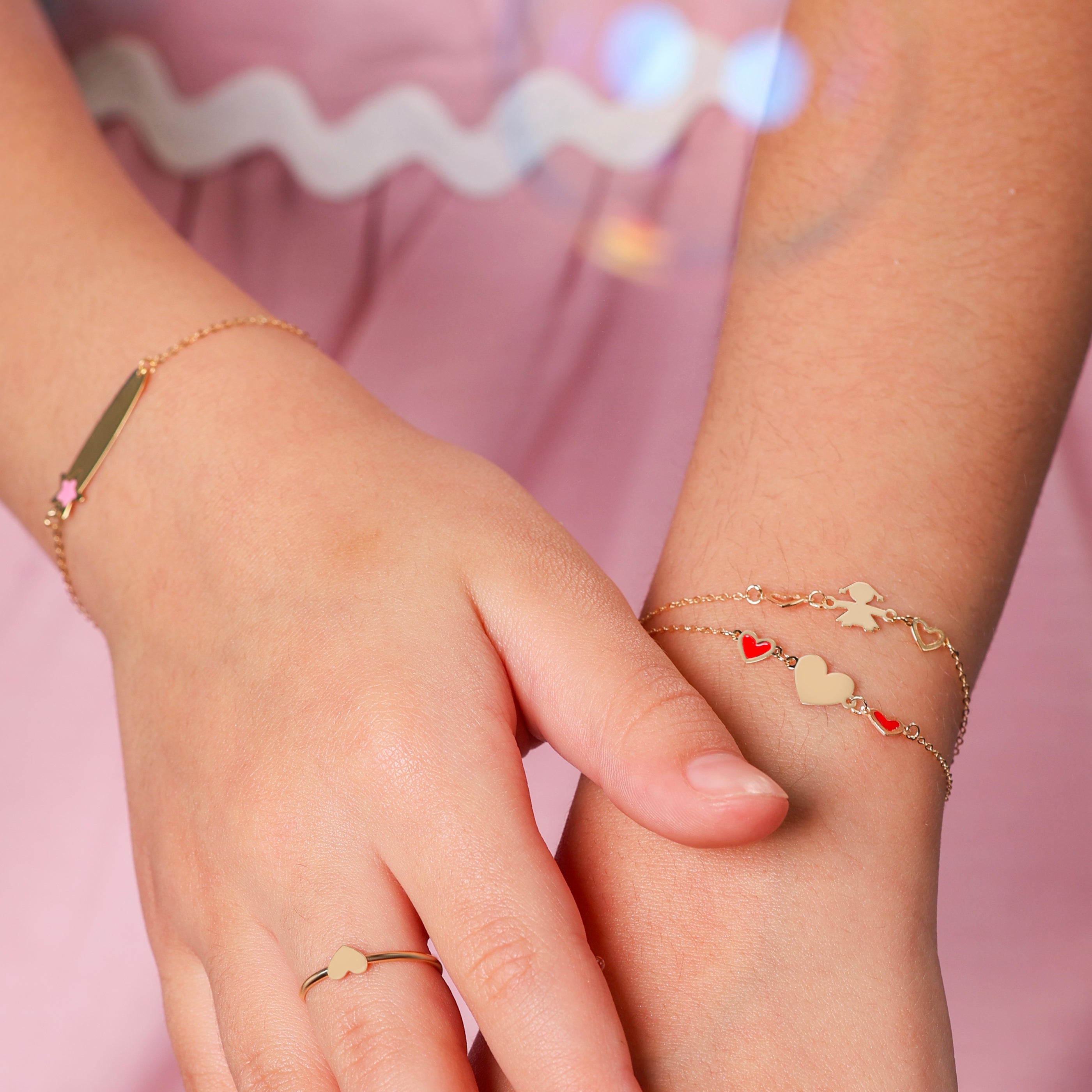 Bracciale Baby con bebè femmina e cuori