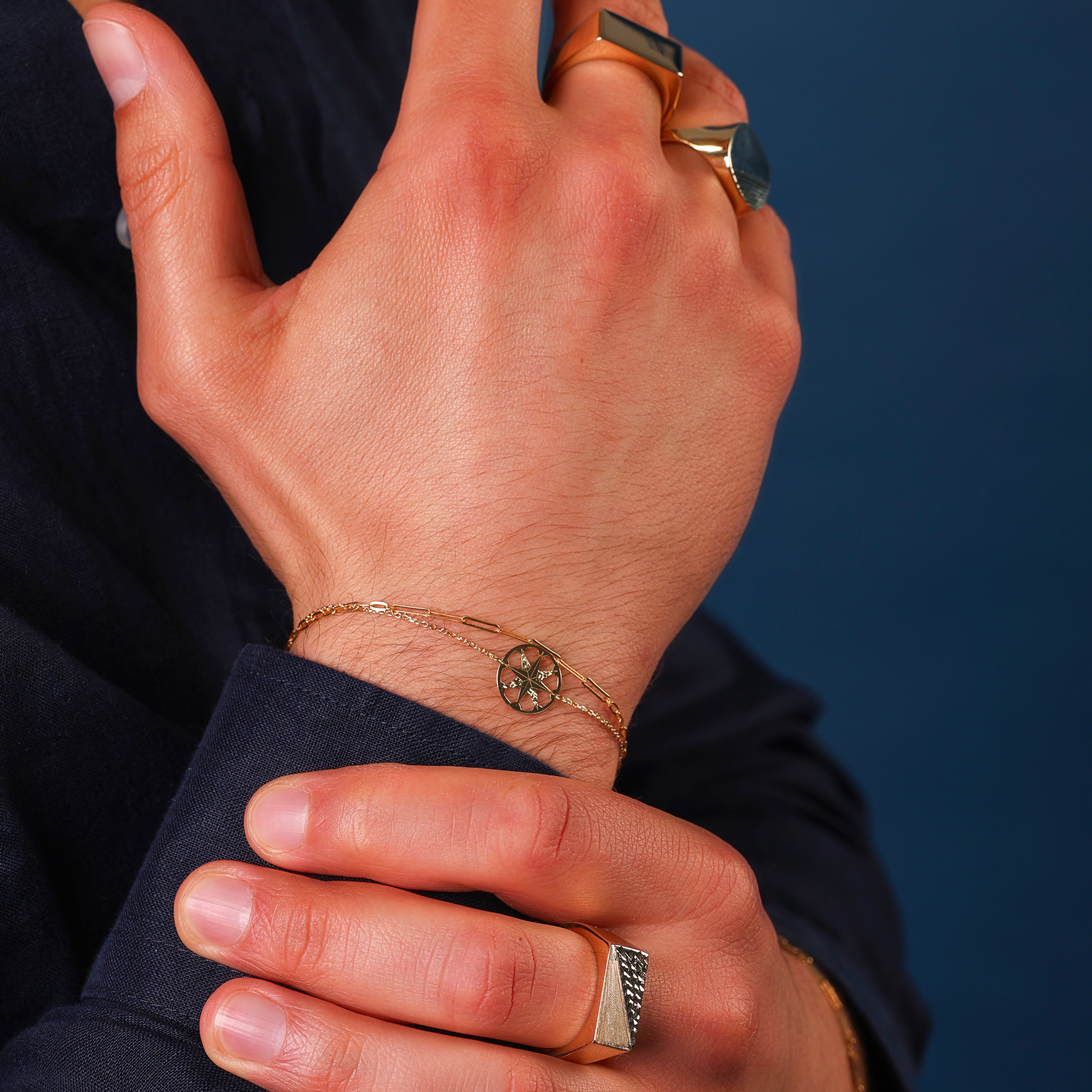 Bracciale da Uomo Collezione Zephyr con Rosa dei Venti