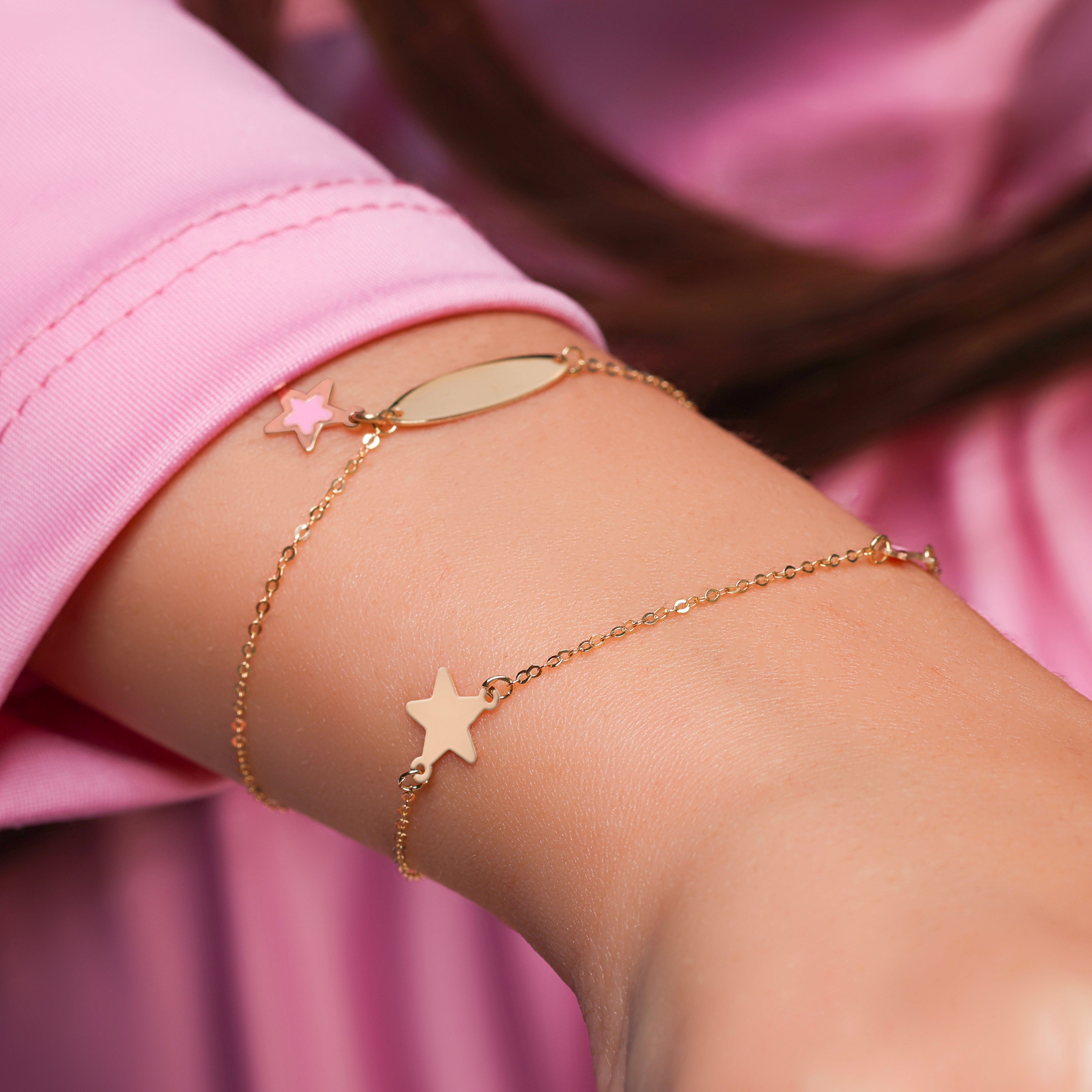 Bracciale Baby con targa e stella pendente