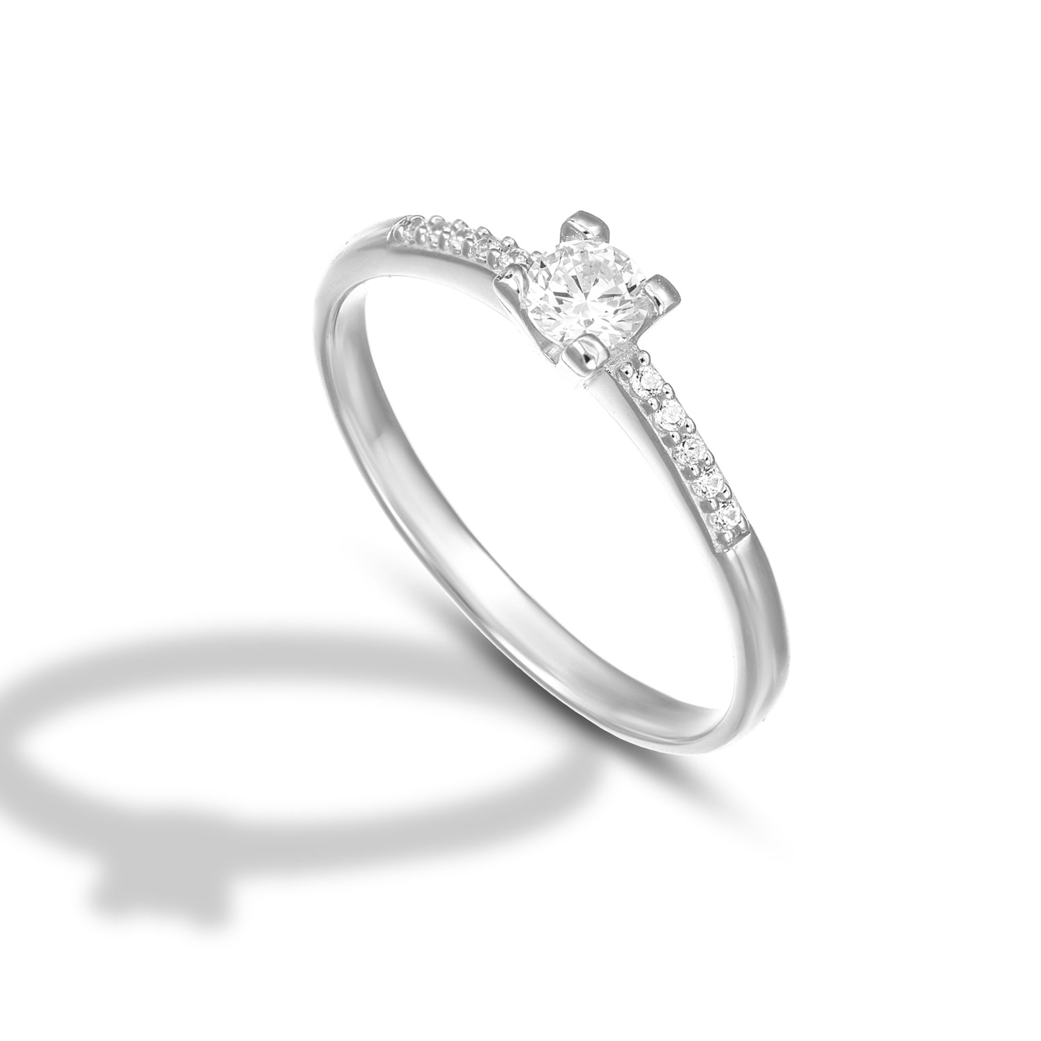 Anello Solitario da Donna, modello con castone a V - Endless Love