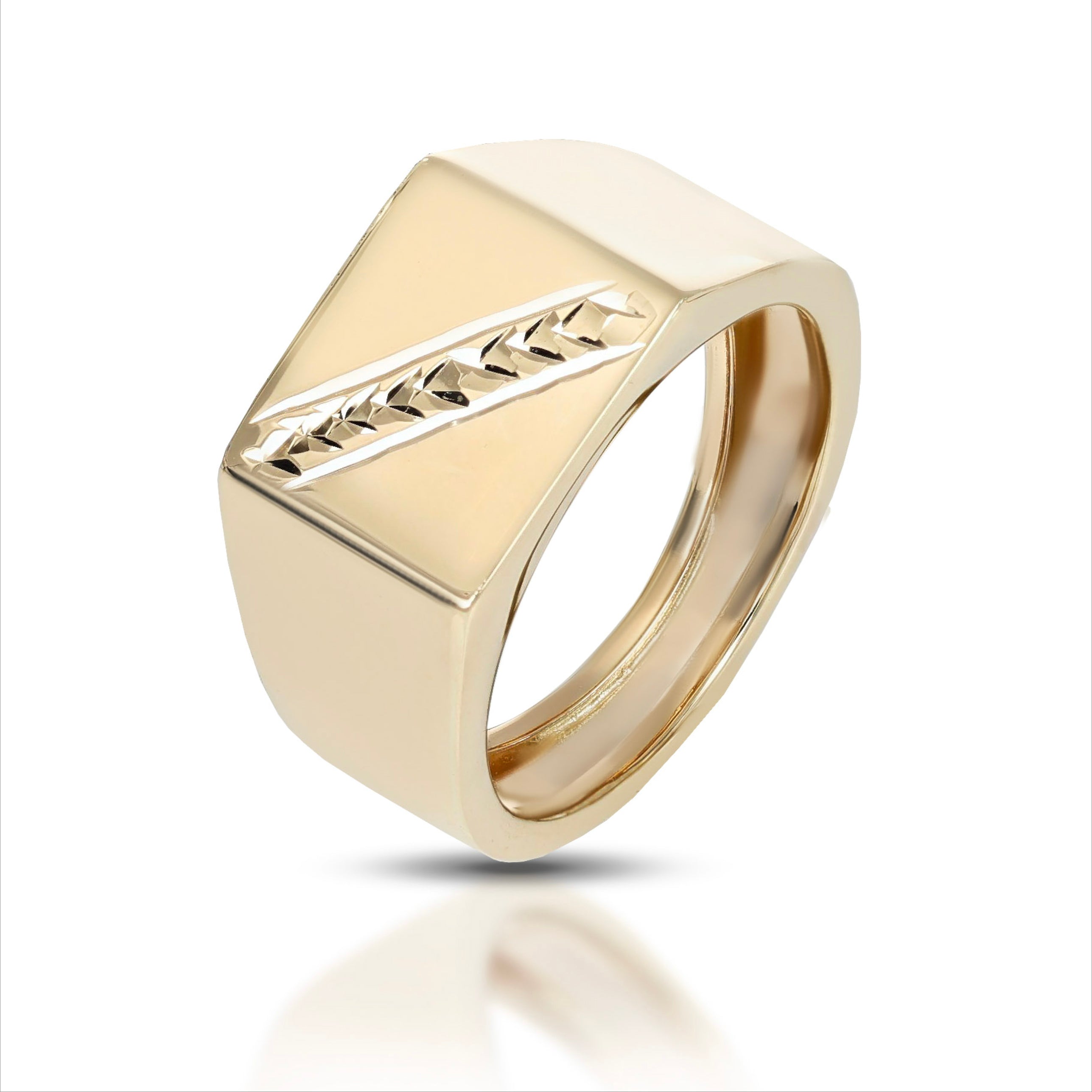 Anello da Uomo quadrato con striscia diamantata