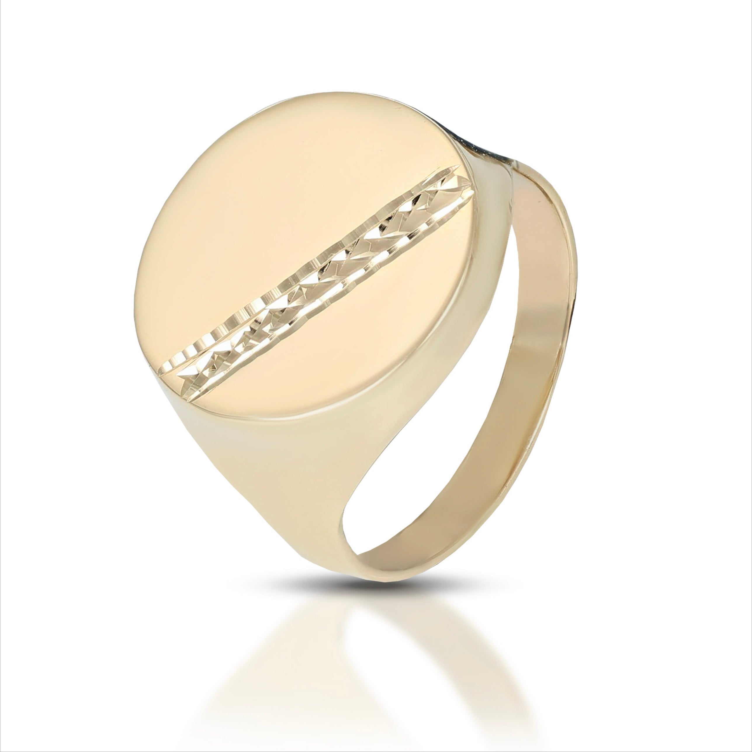 Anello da Uomo a scudo di forma tonda con striscia diamantata