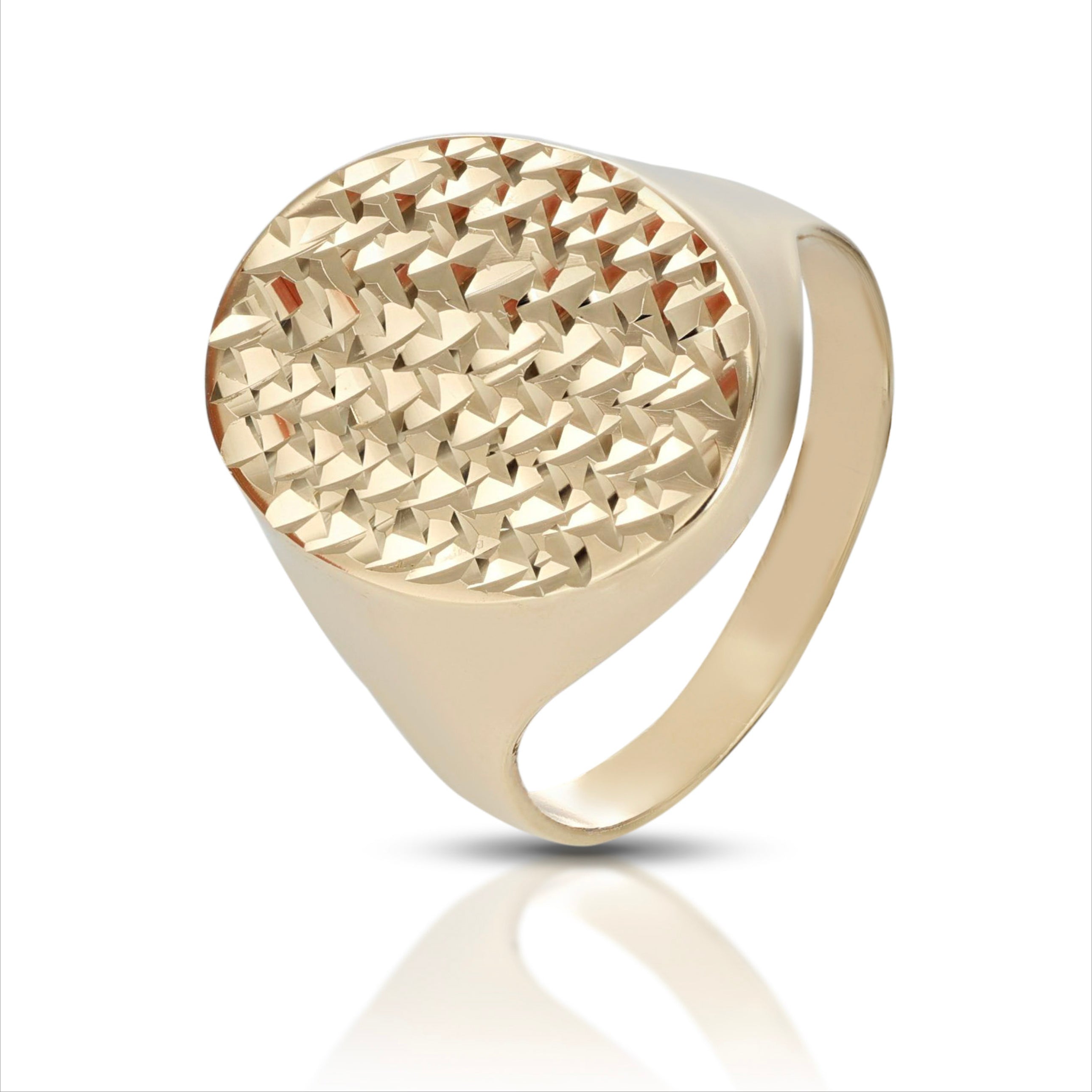 Anello da Uomo a scudo di forma Ovale con finitura diamantata