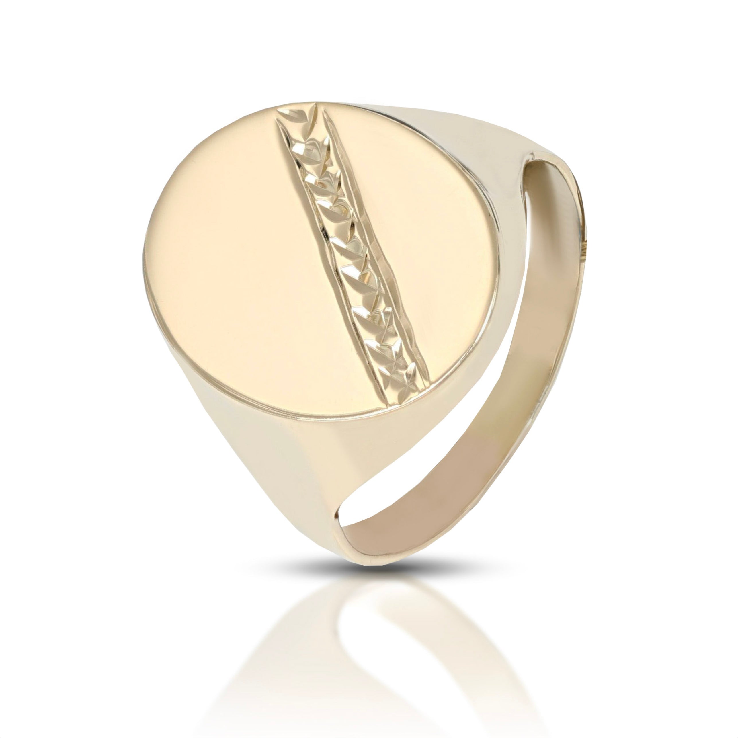 Anello da Uomo a scudo di forma ovale con striscia diamantata