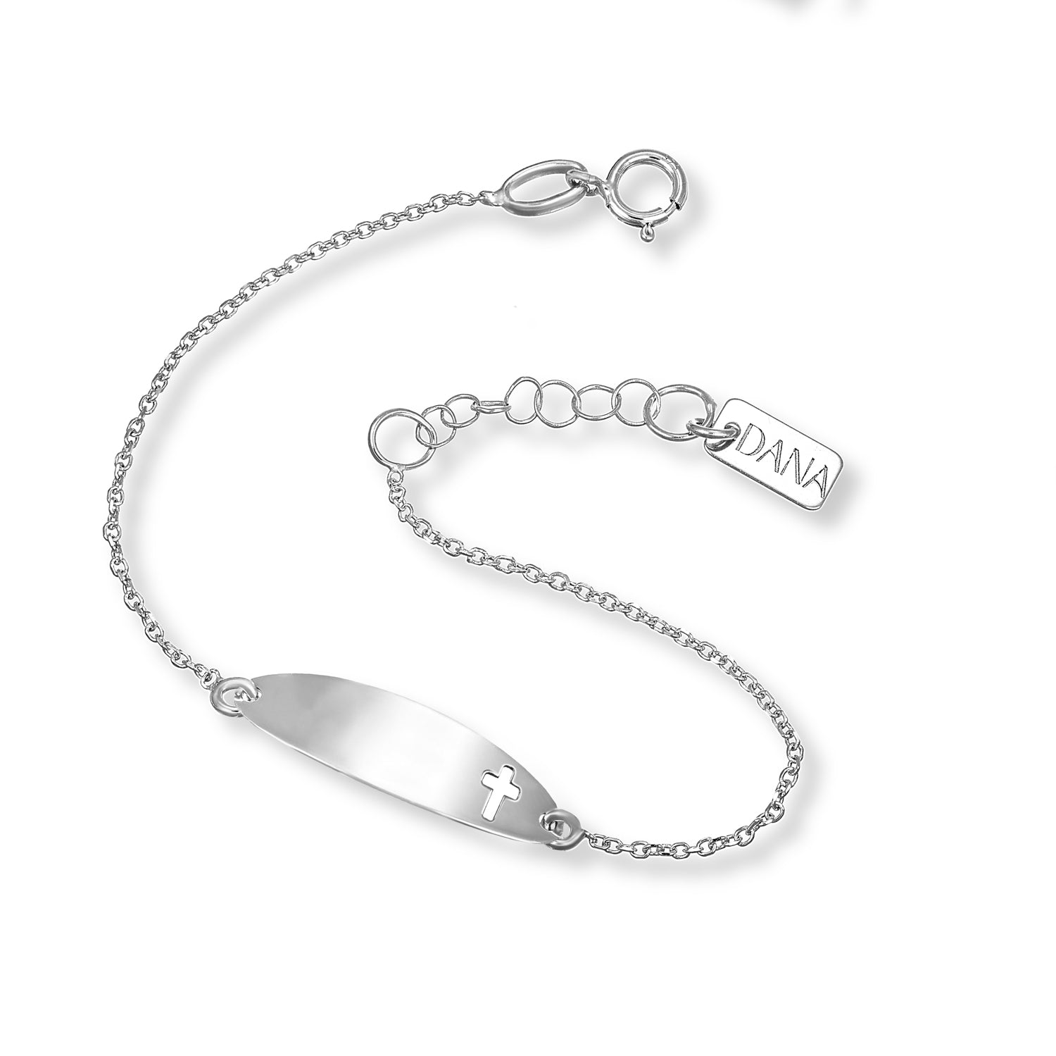 Bracciale Baby con targa ovale e croce traforata