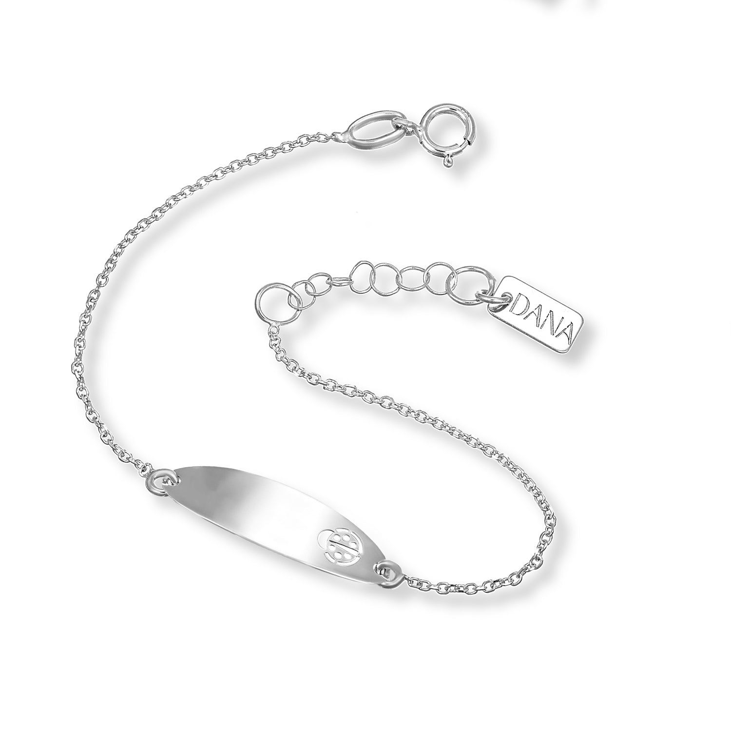 Bracciale Baby con targa ovale e coccinella traforata