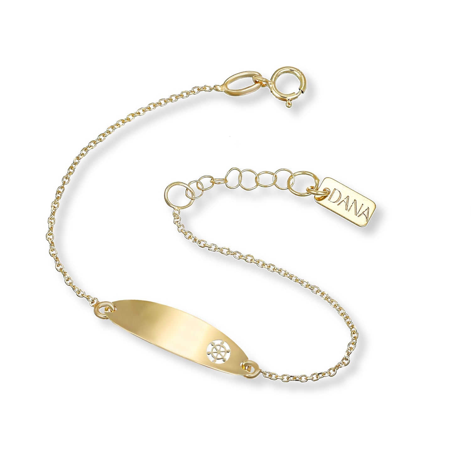 Bracciale Baby con targa ovale e timone traforato