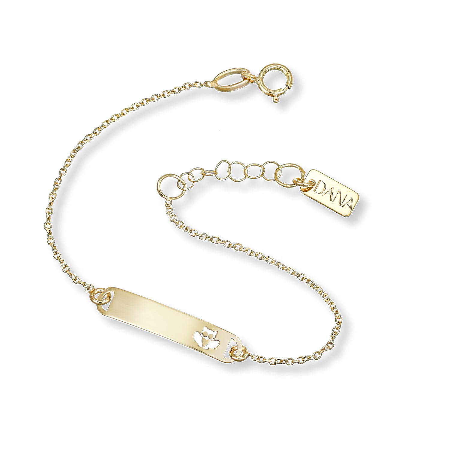 Bracciale Baby con targa rettangolare e gufo traforato
