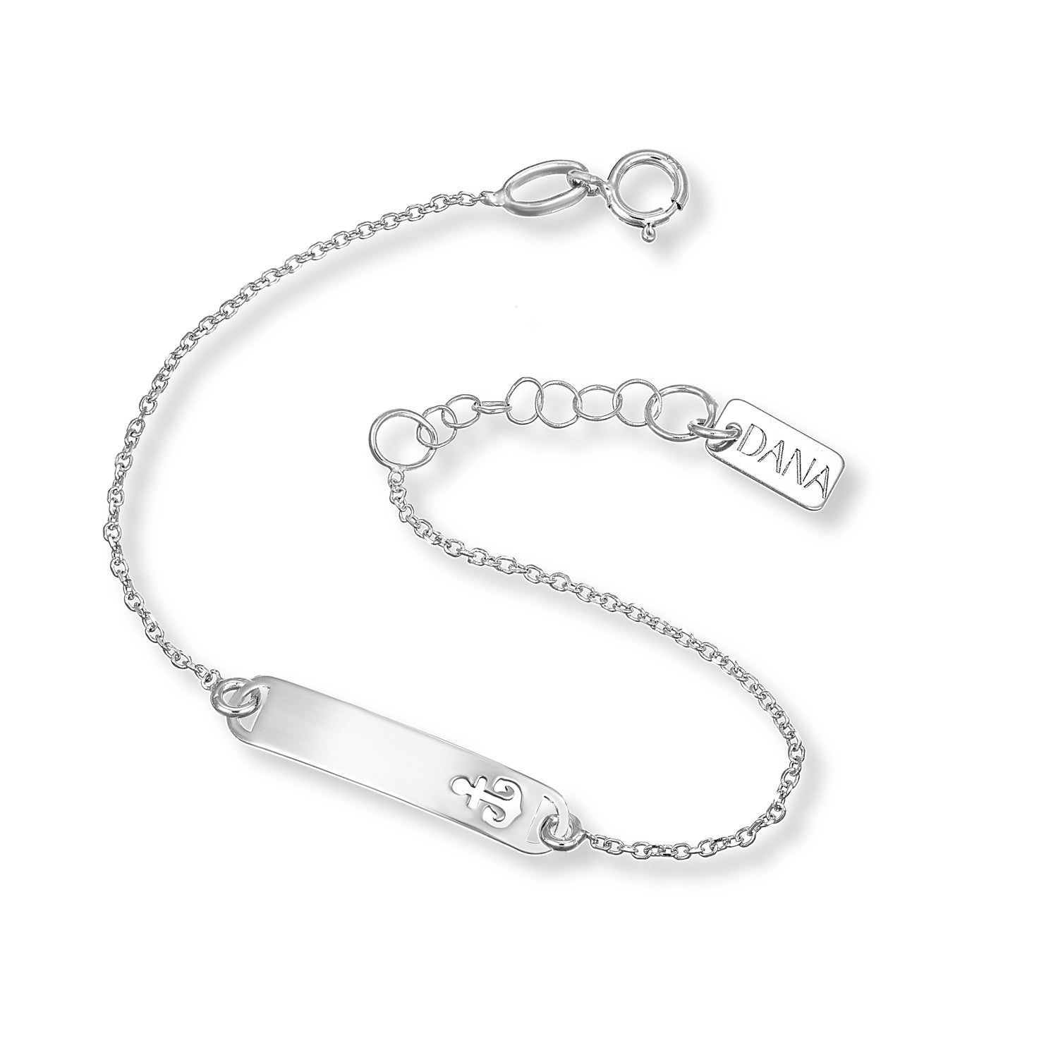 Bracciale Baby con targa rettangolare e ancora traforata