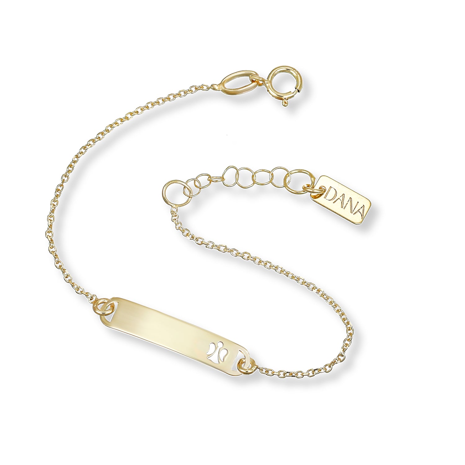 Bracciale Baby con targa rettangolare e angelo traforato
