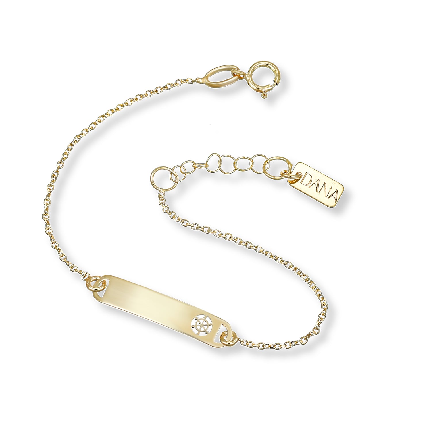 Bracciale Baby con targa rettangolare e timone traforato