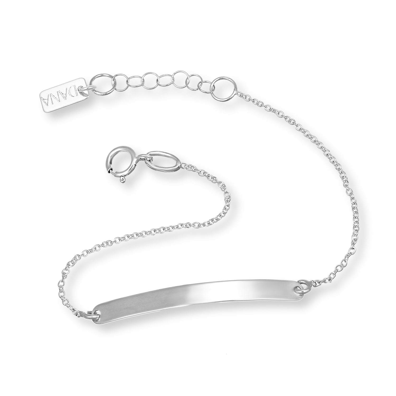 Bracciale Baby con targa rettangolare e rolò diamantata
