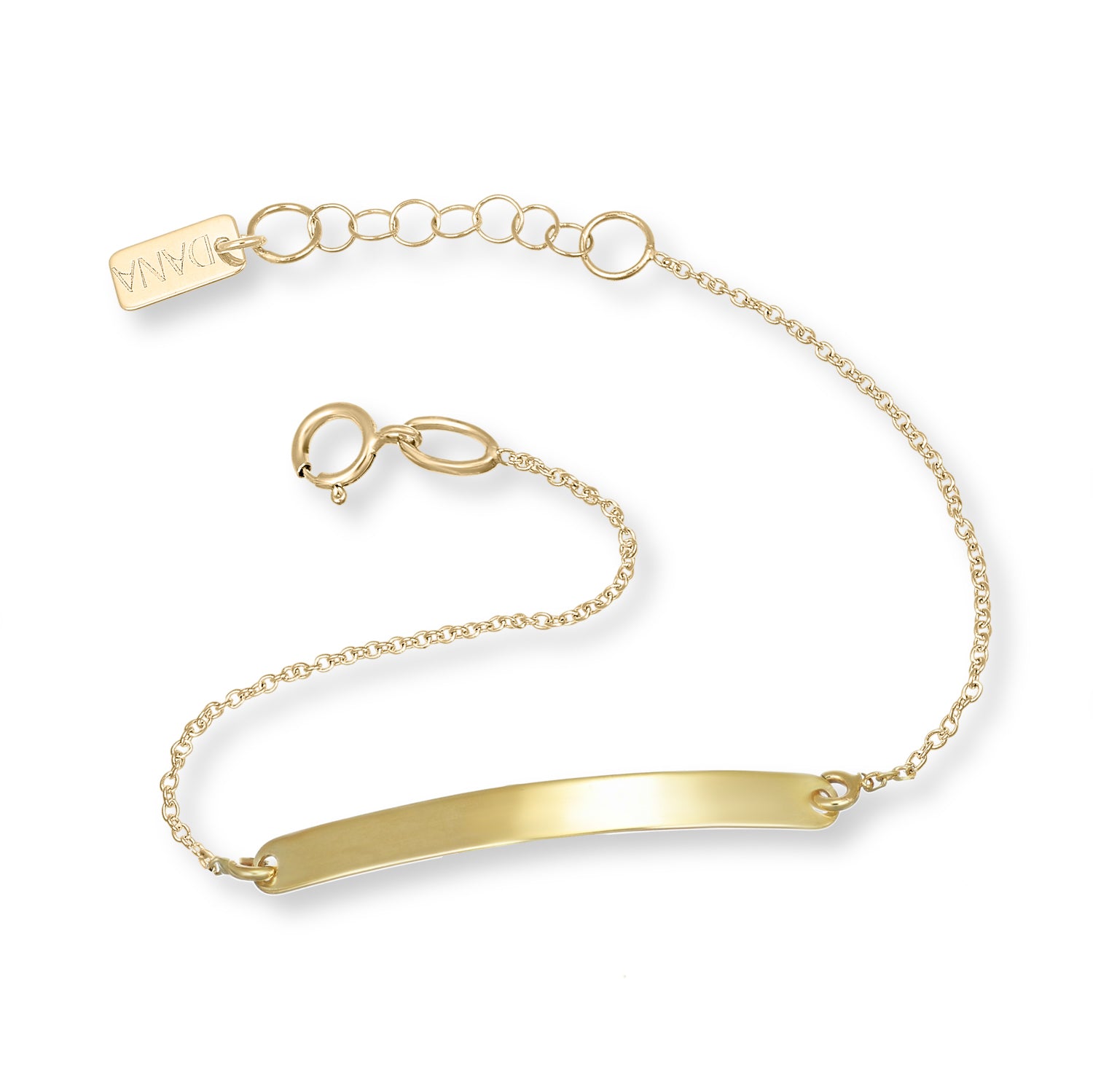 Bracciale Baby con targa rettangolare e rolò diamantata