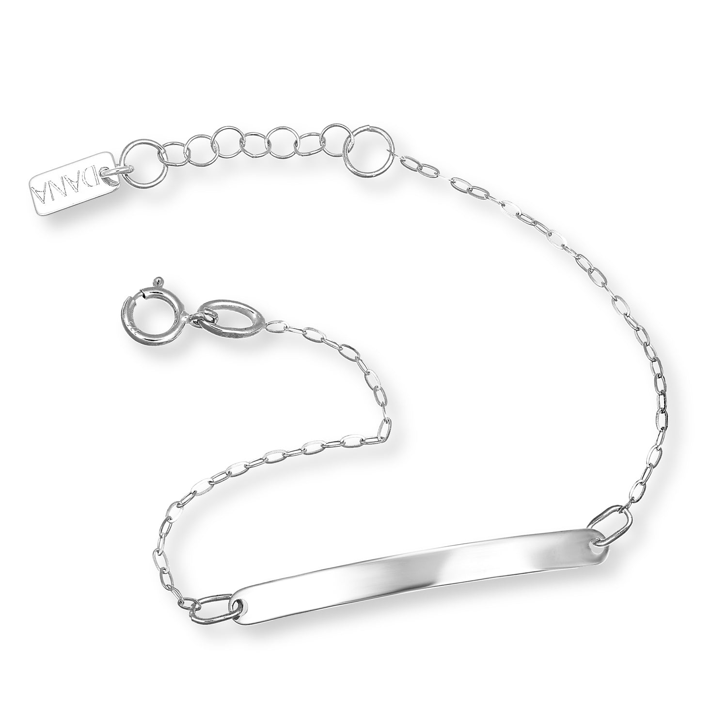 Bracciale Baby con targa rettangolare e rolò diamantata