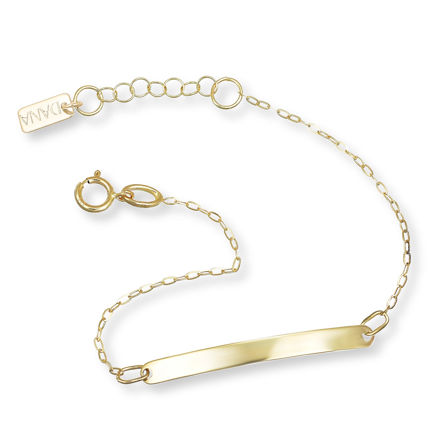 Bracciale Baby con targa rettangolare e rolò diamantata