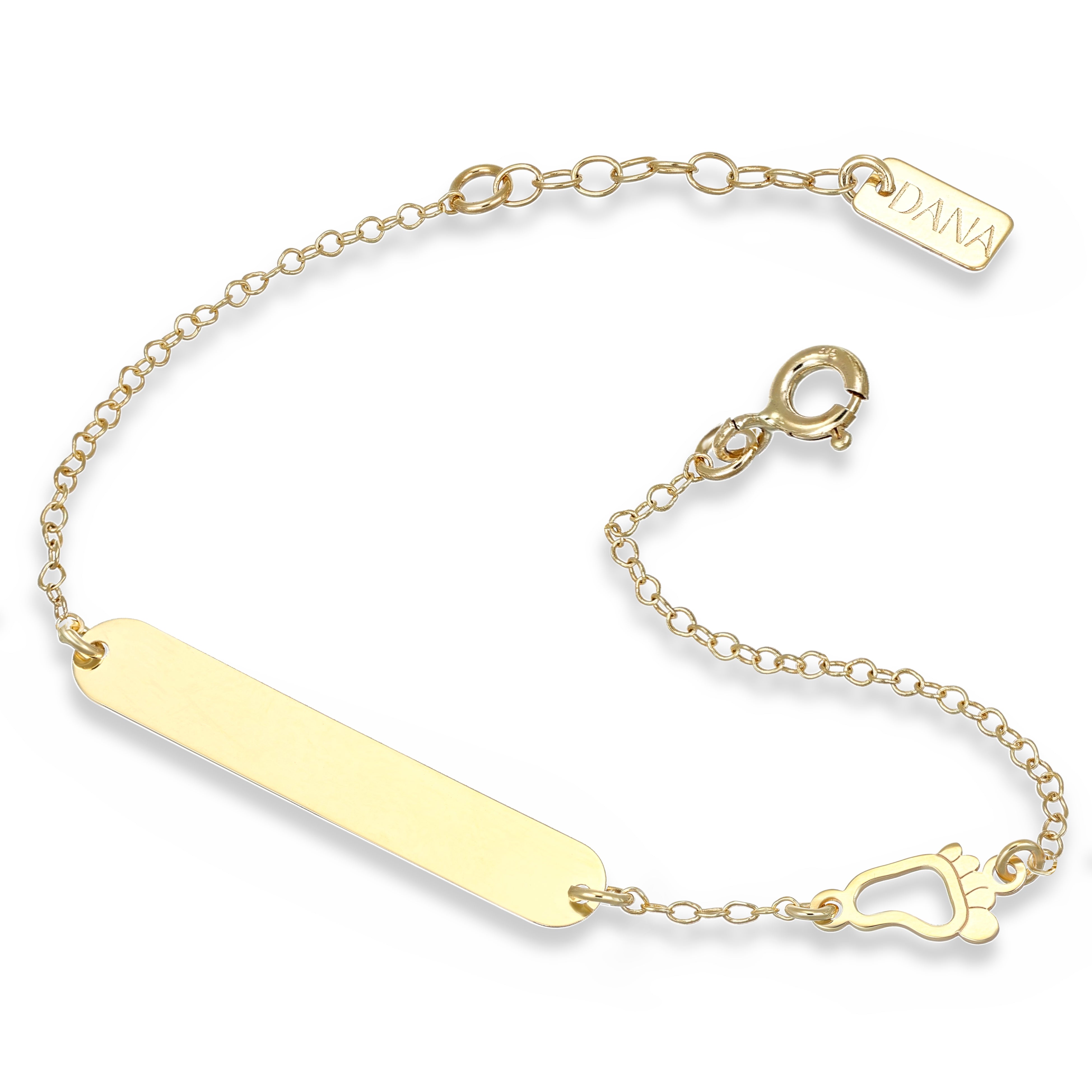 Bracciale Baby - Ellada Collection - con targa rettangola e bordi stondati e piedino a lastra