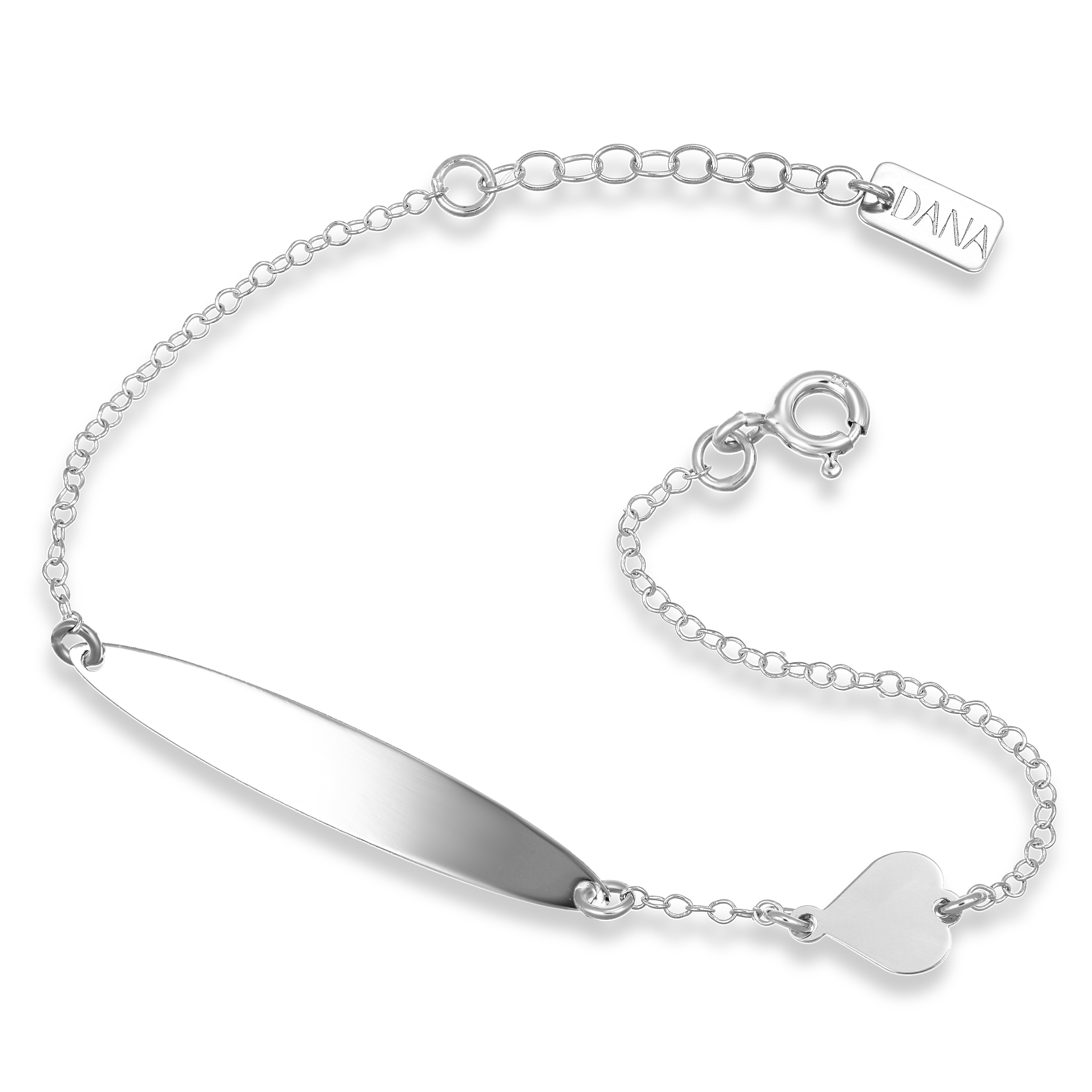 Bracciale Baby - Ellada Collection - con targa ovale e cuore a lastra