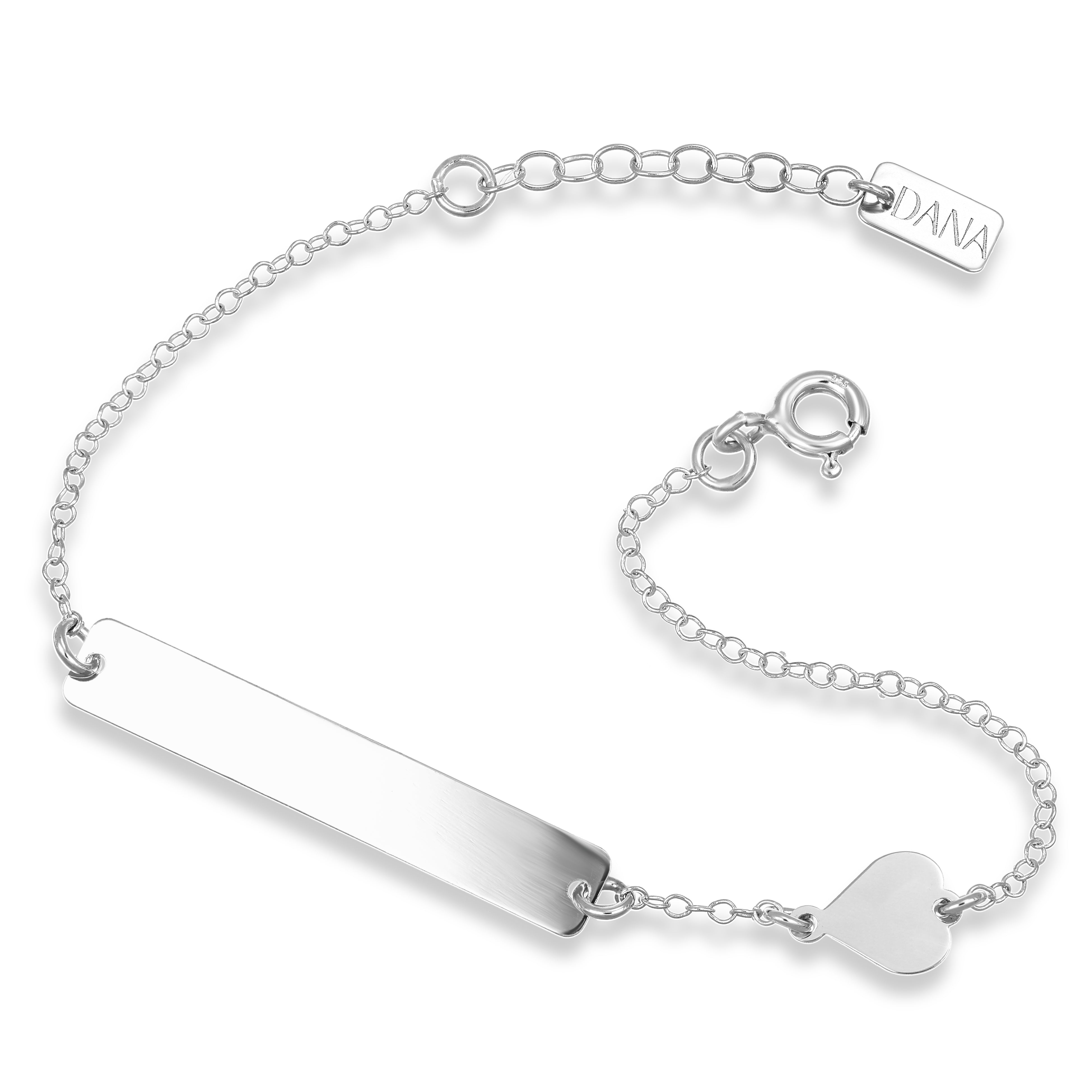 Bracciale Baby - Ellada Collection - con targa ovale e cuore a lastra