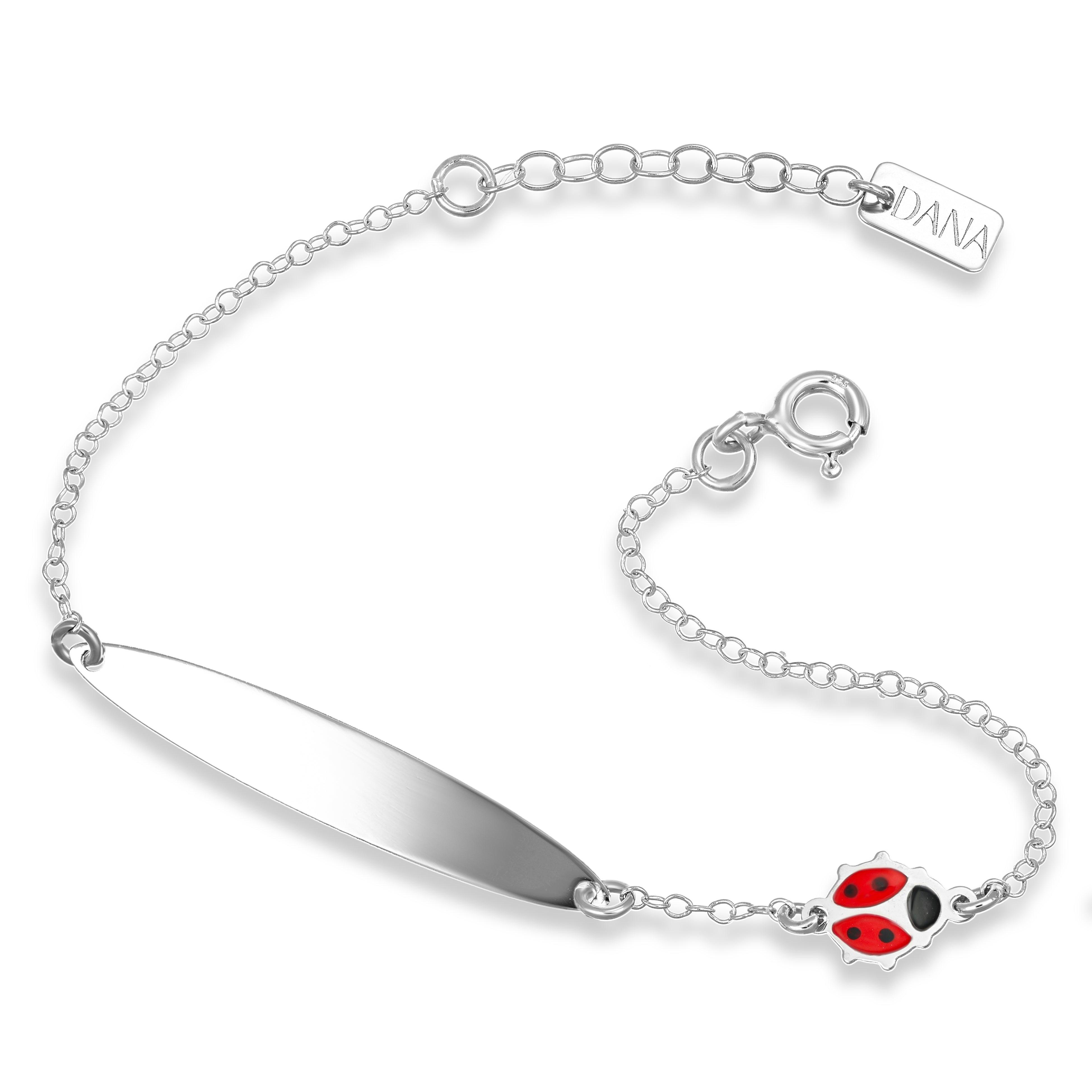 Bracciale Baby - Ellada Collection - con targa ovale e coccinella a lastra