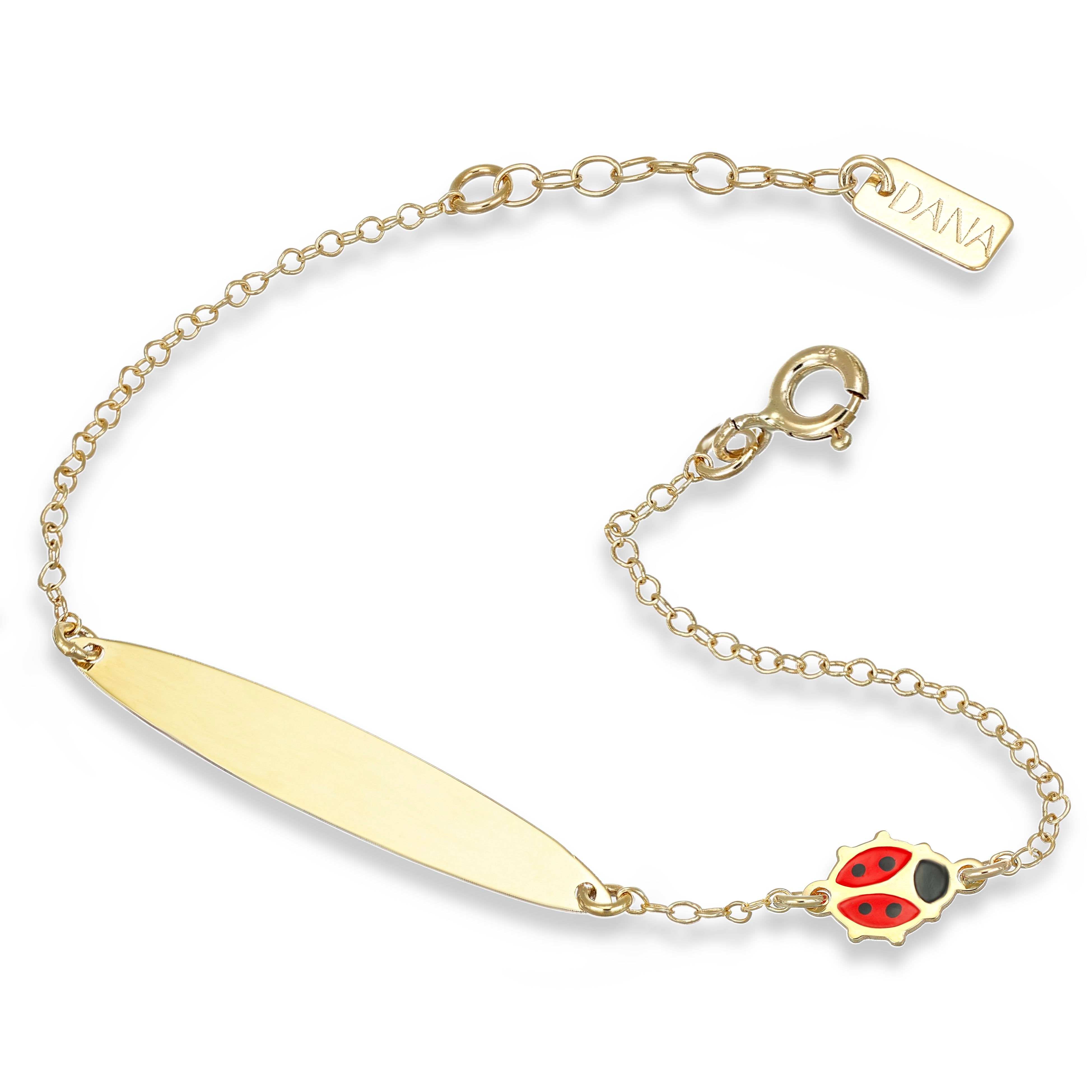 Bracciale Baby - Ellada Collection - con targa ovale e coccinella a lastra
