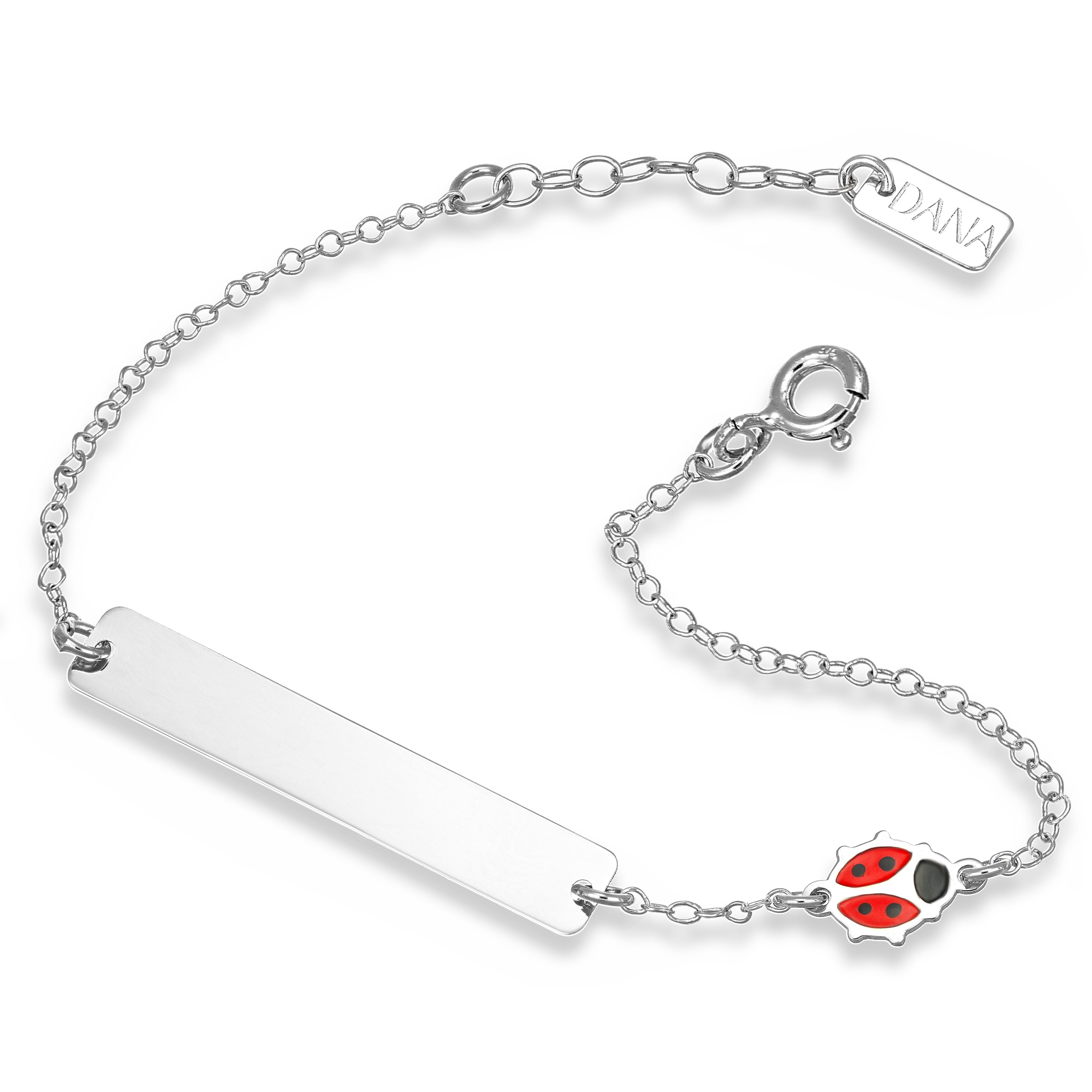 Bracciale Baby - Ellada Collection - con targa rettangolare e coccinella a lastra