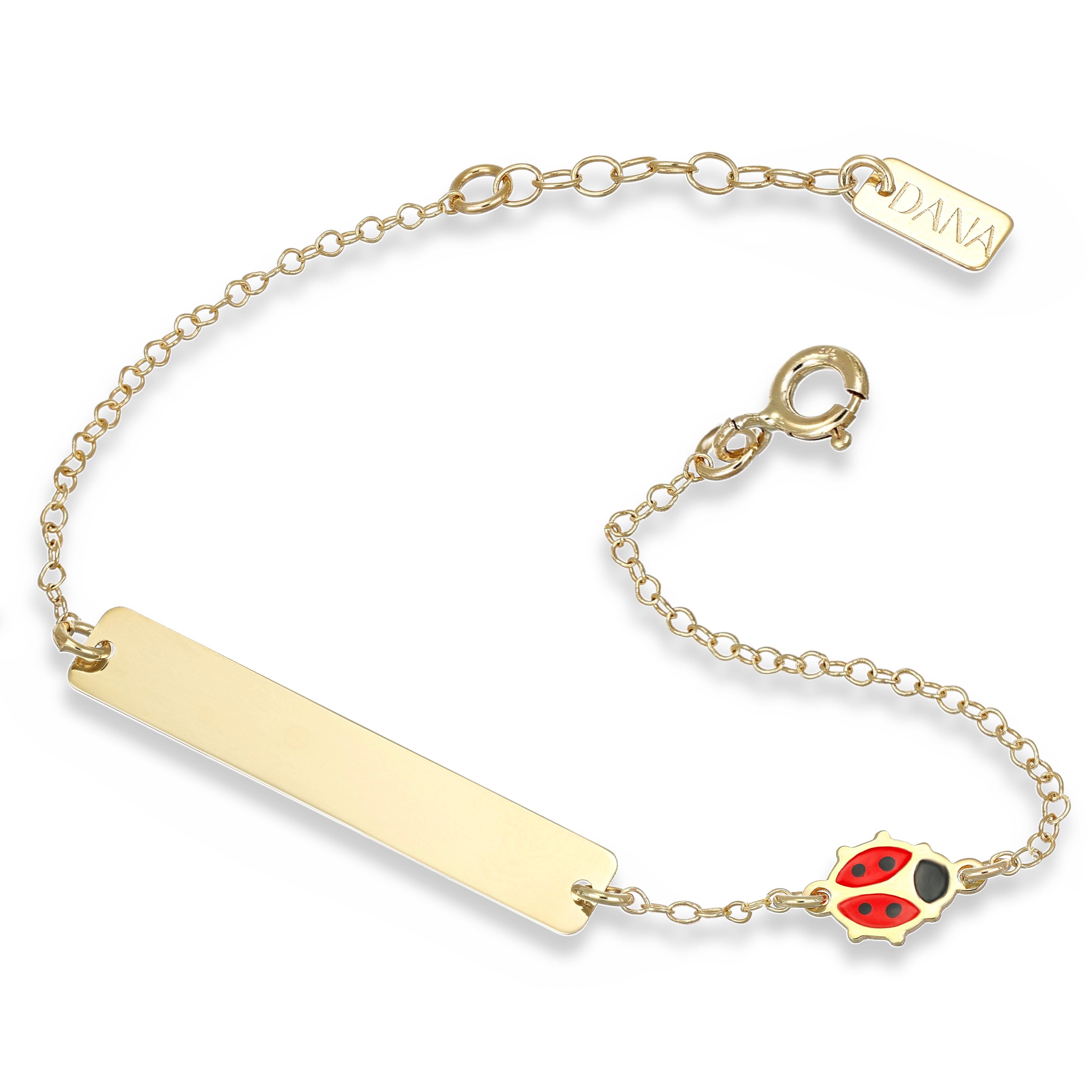 Bracciale Baby - Ellada Collection - con targa rettangolare e coccinella a lastra