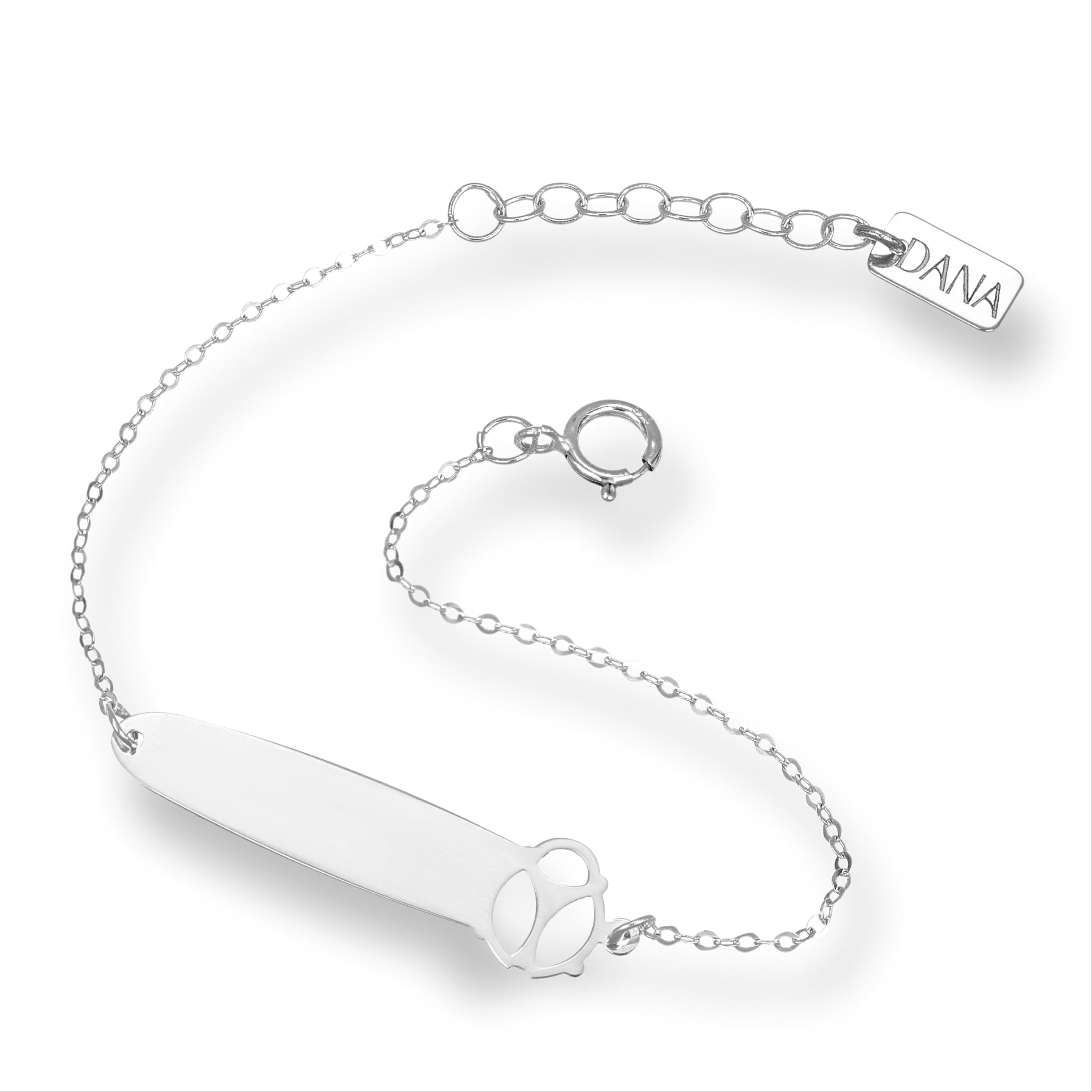 Bracciale baby con targa e coccinella