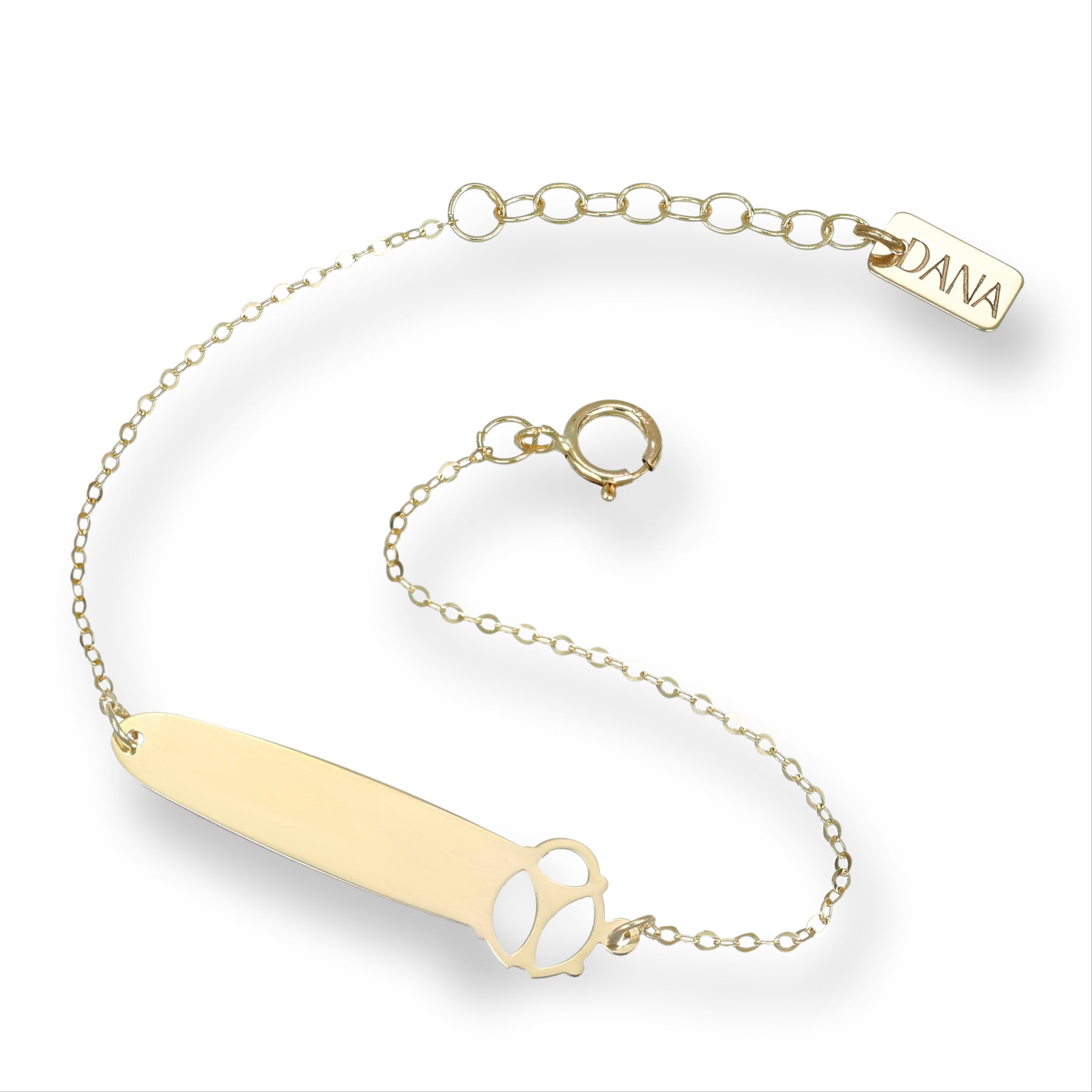 Bracciale baby con targa e coccinella