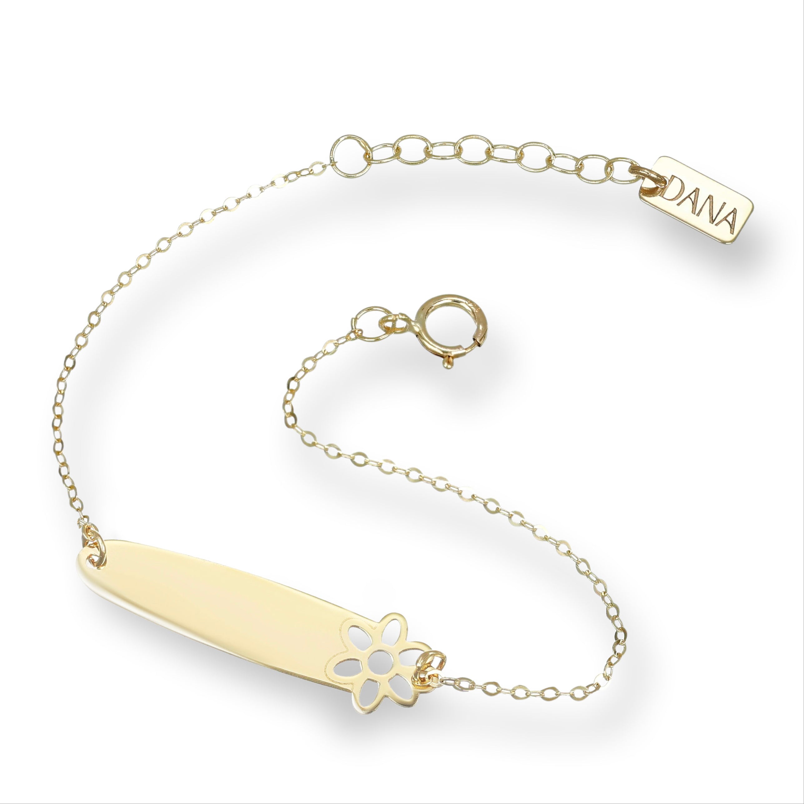 Bracciale Baby con targa e fiore