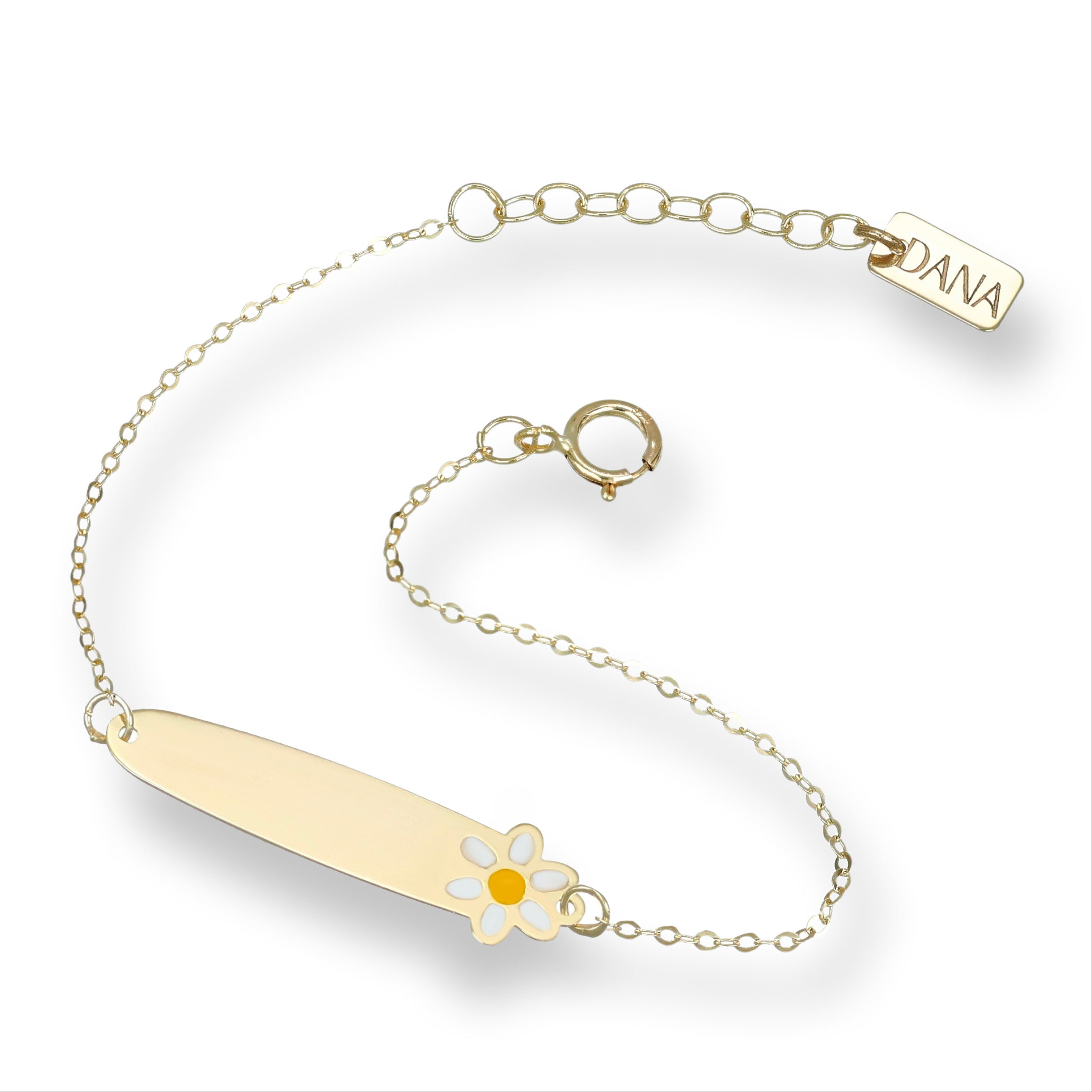 Bracciale Baby con targa e fiore