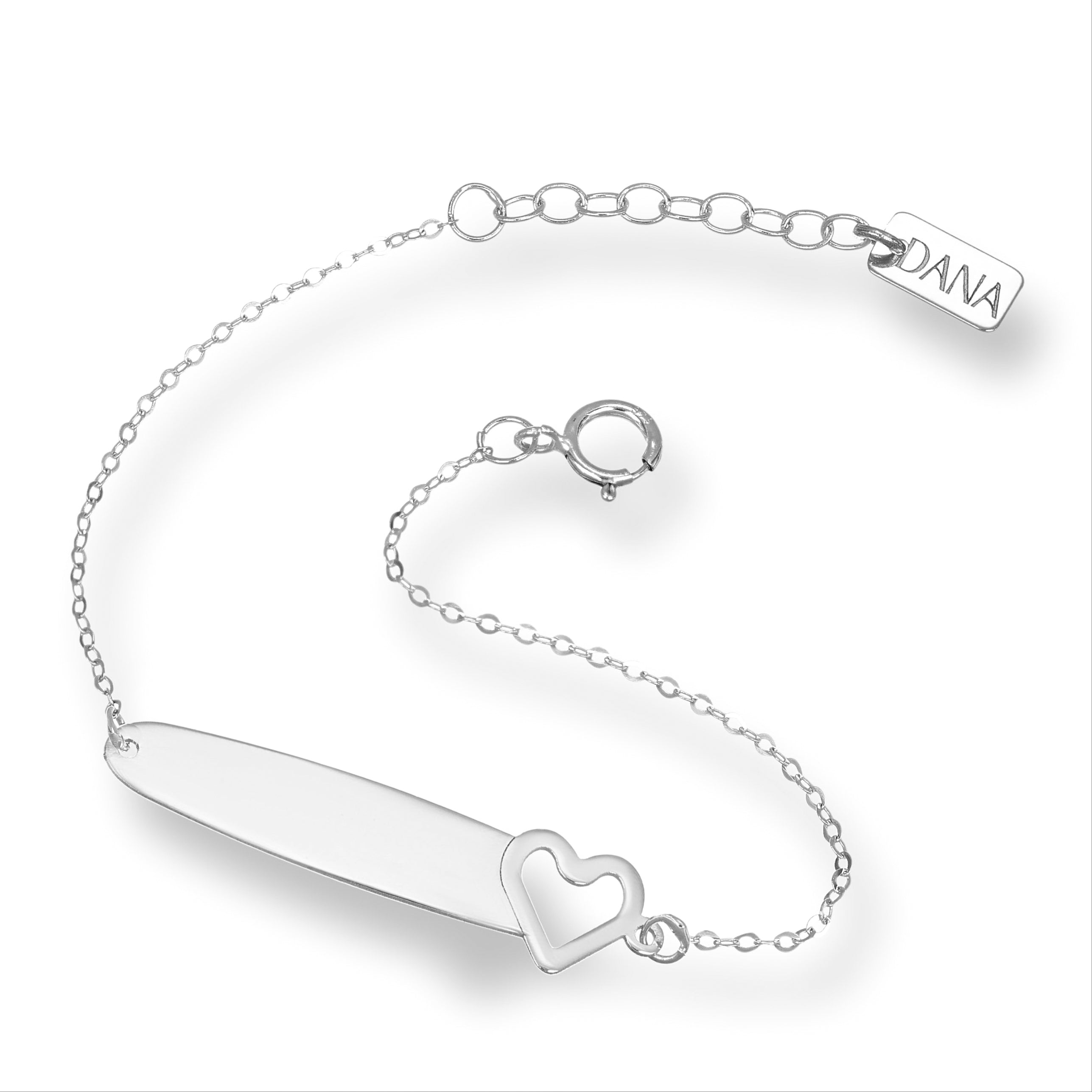 Bracciale Baby con targa e cuore