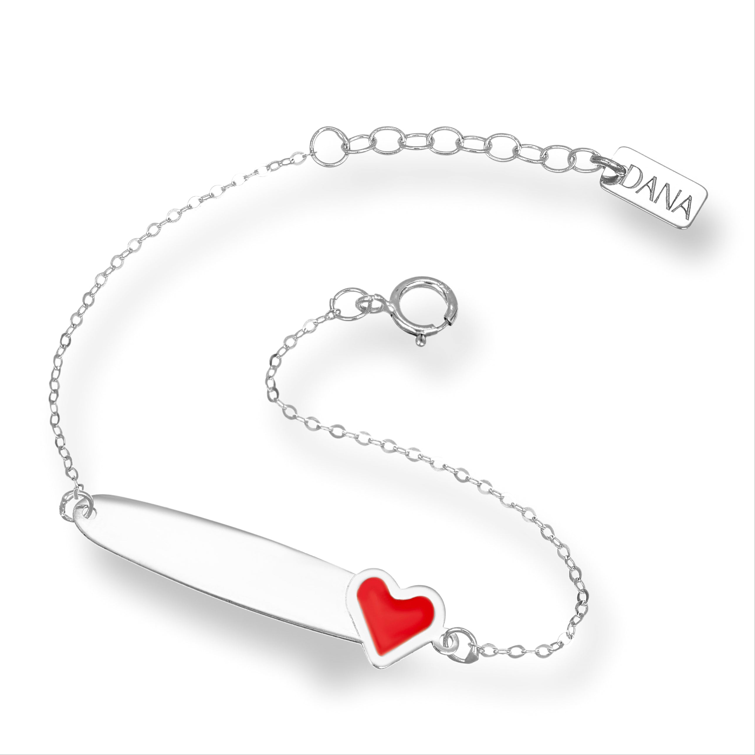 Bracciale Baby con targa e cuore