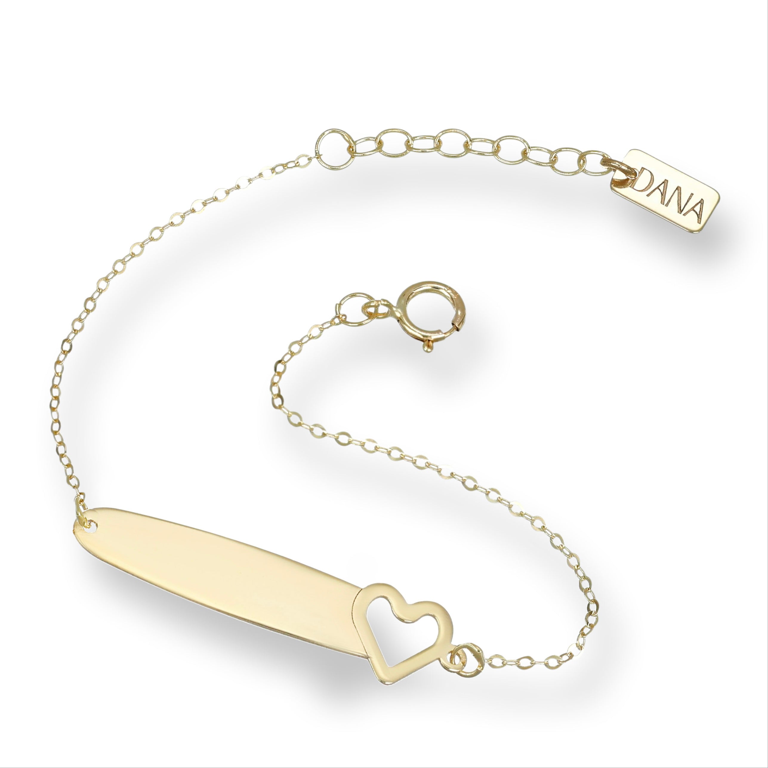 Bracciale Baby con targa e cuore