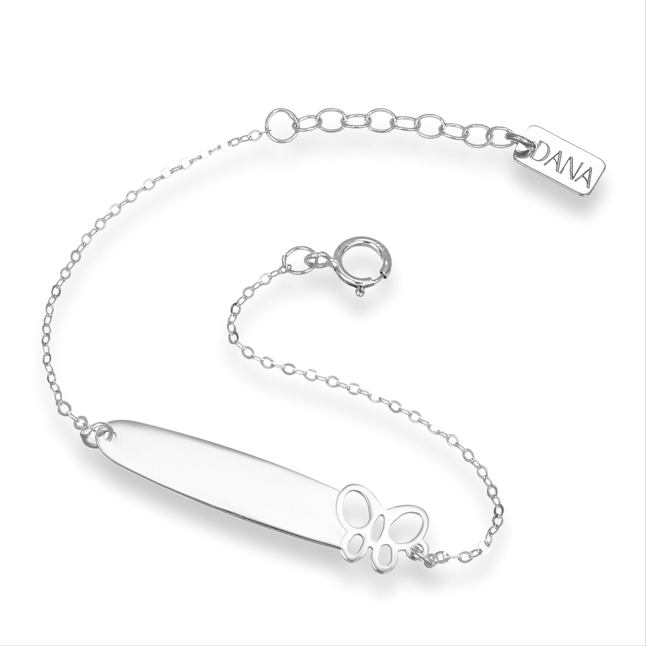 Bracciale Baby con targa e farfalla