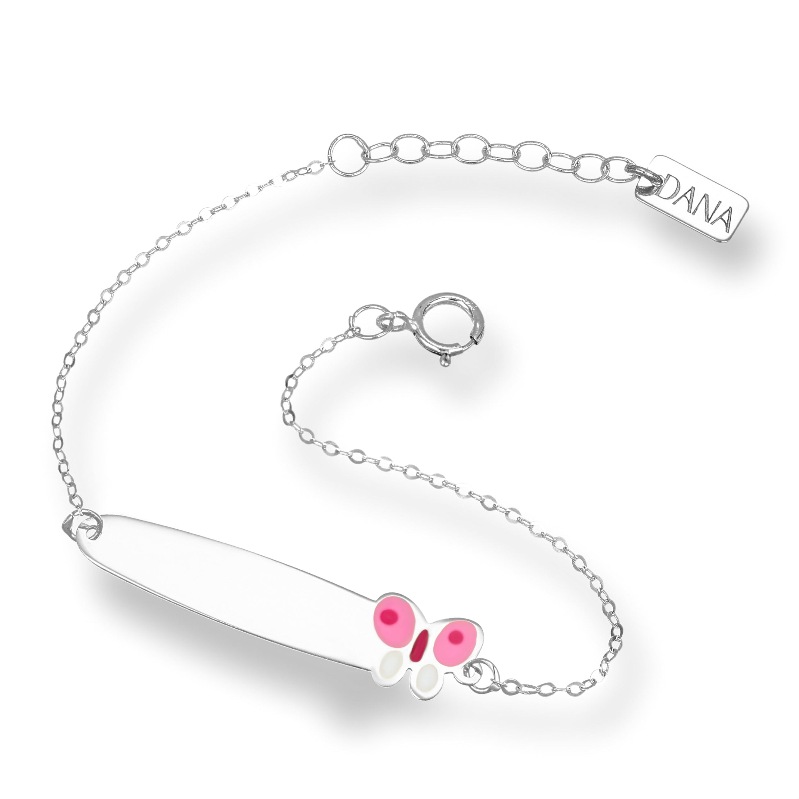 Bracciale Baby con targa e farfalla