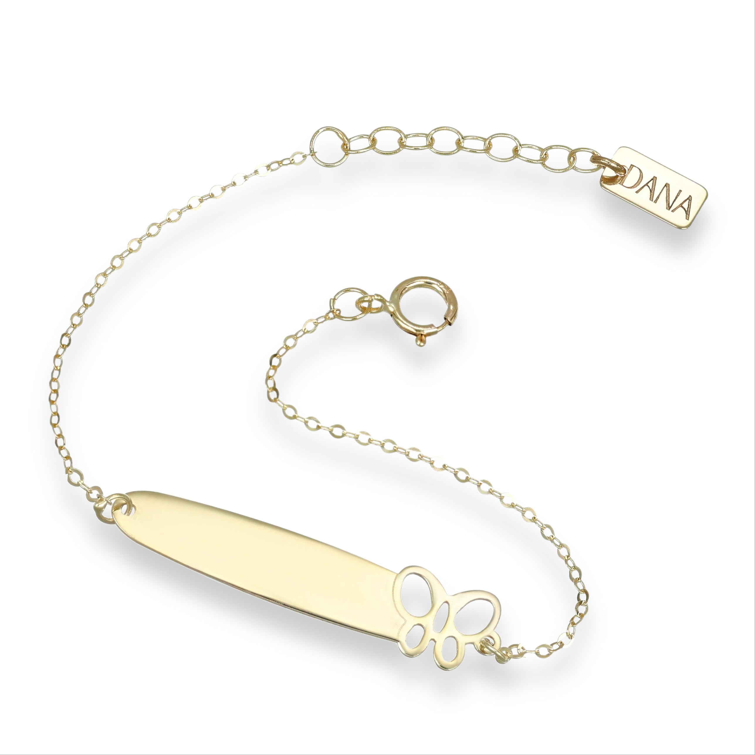 Bracciale Baby con targa e farfalla