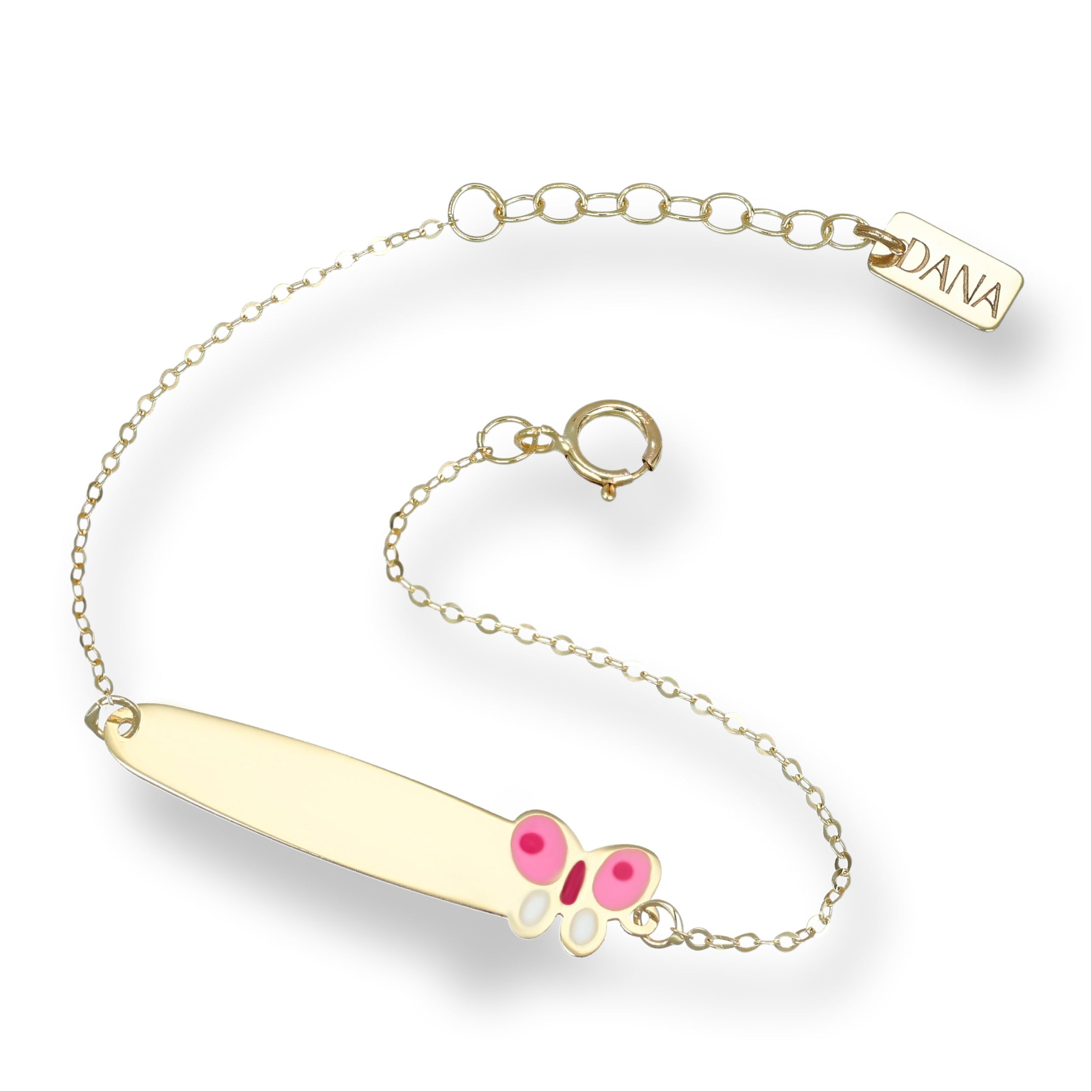 Bracciale Baby con targa e farfalla