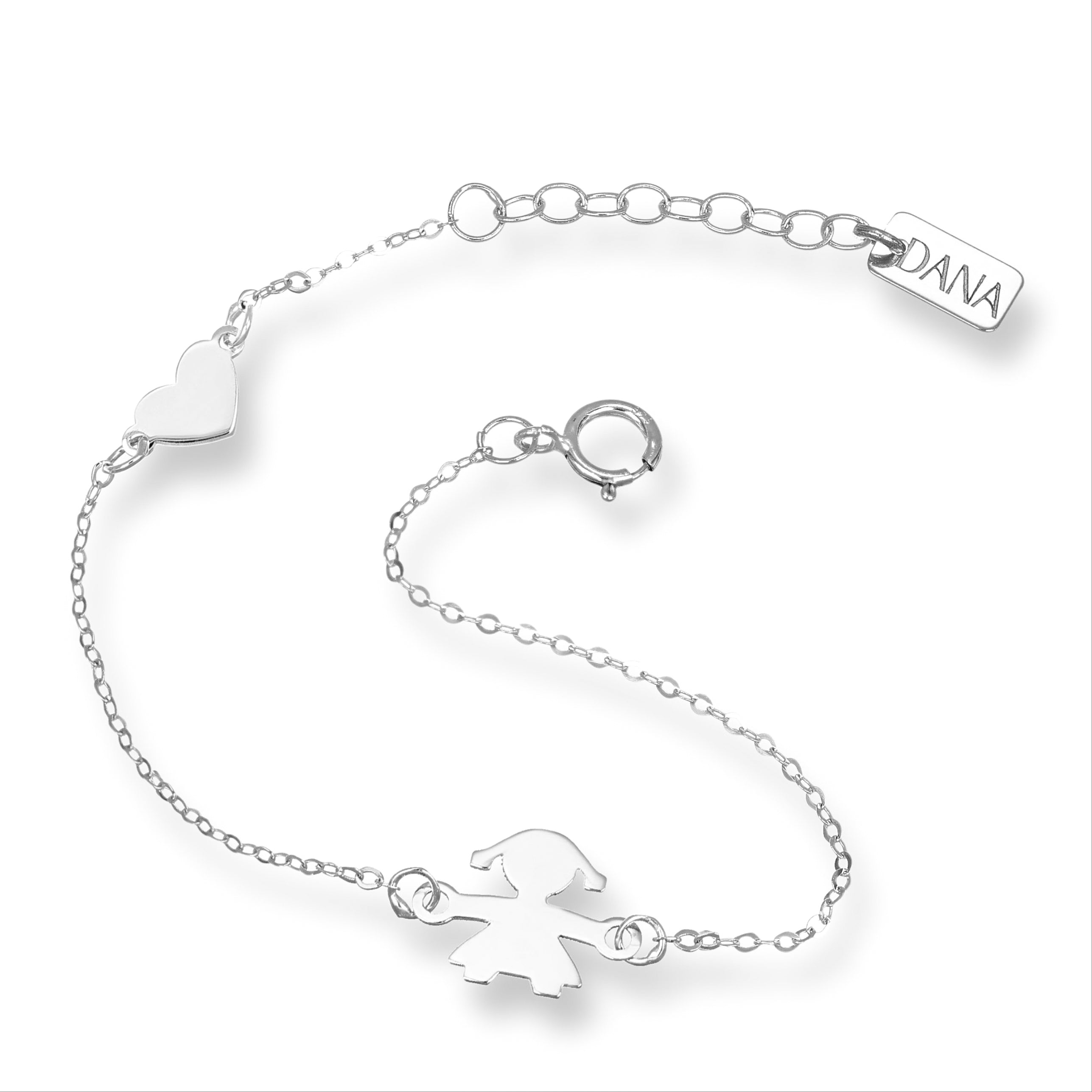 Bracciale Baby con sagoma bimba e cuore