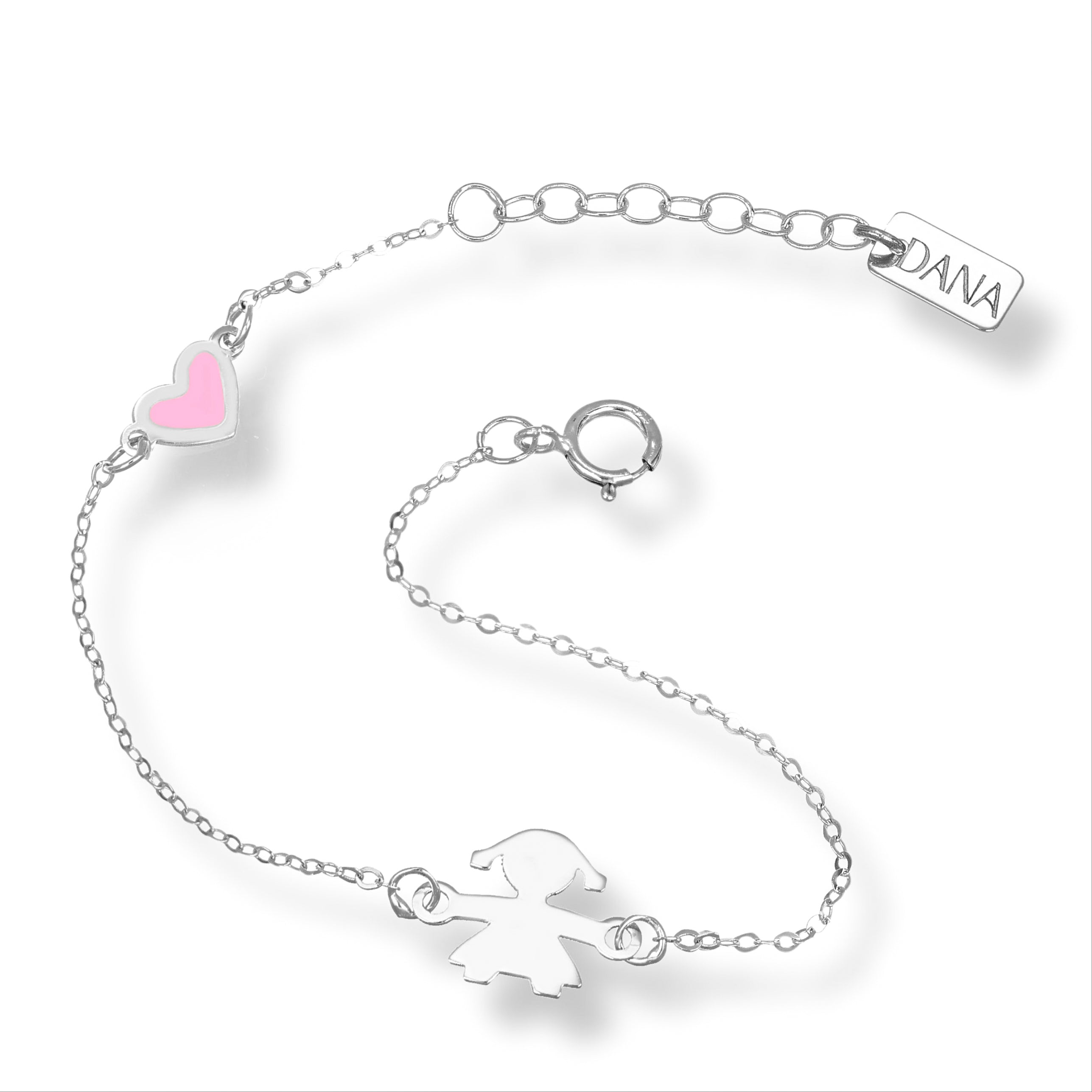 Bracciale Baby con sagoma bimba e cuore
