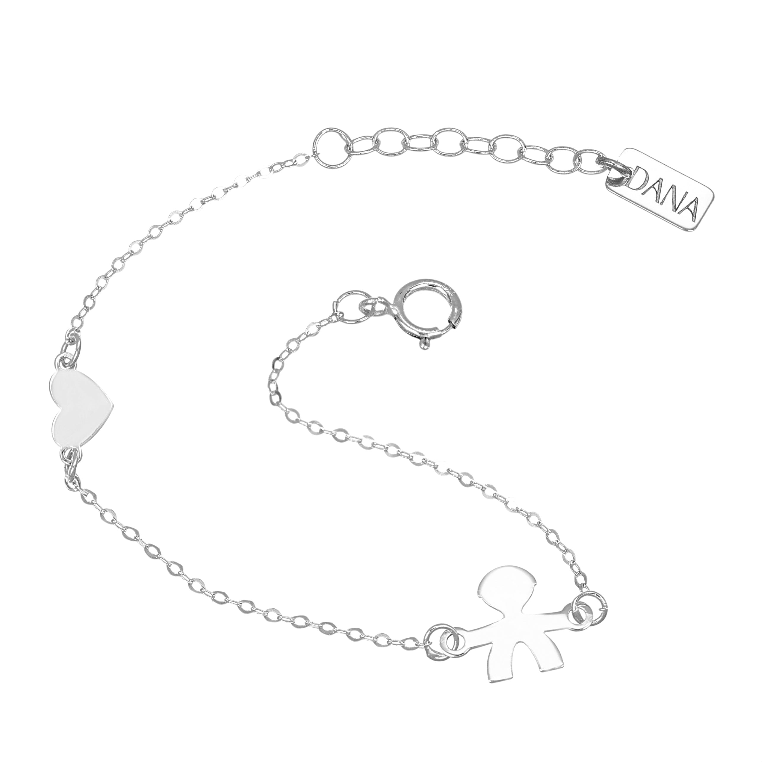 Bracelet bébé avec silhouette de bébé et cœur