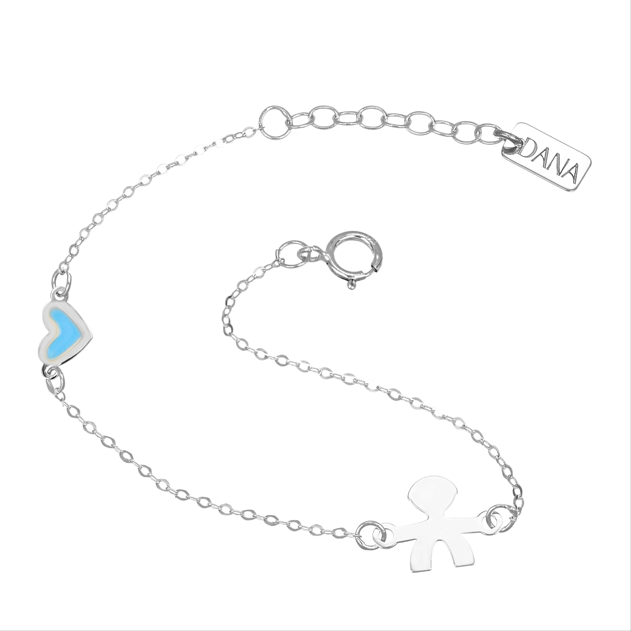 Bracelet bébé avec silhouette de bébé et cœur