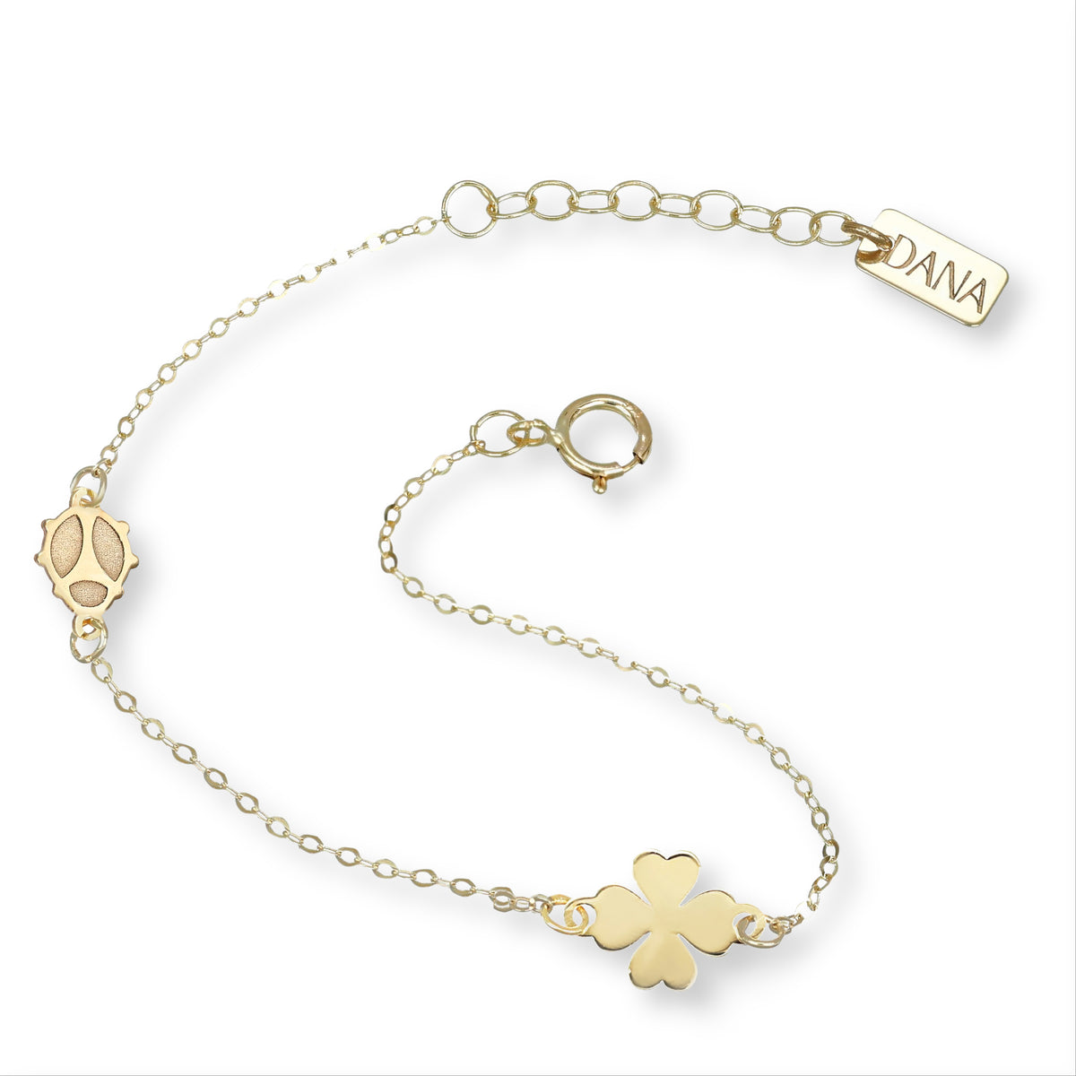 Bracciale Baby con quadrifoglio e coccinella