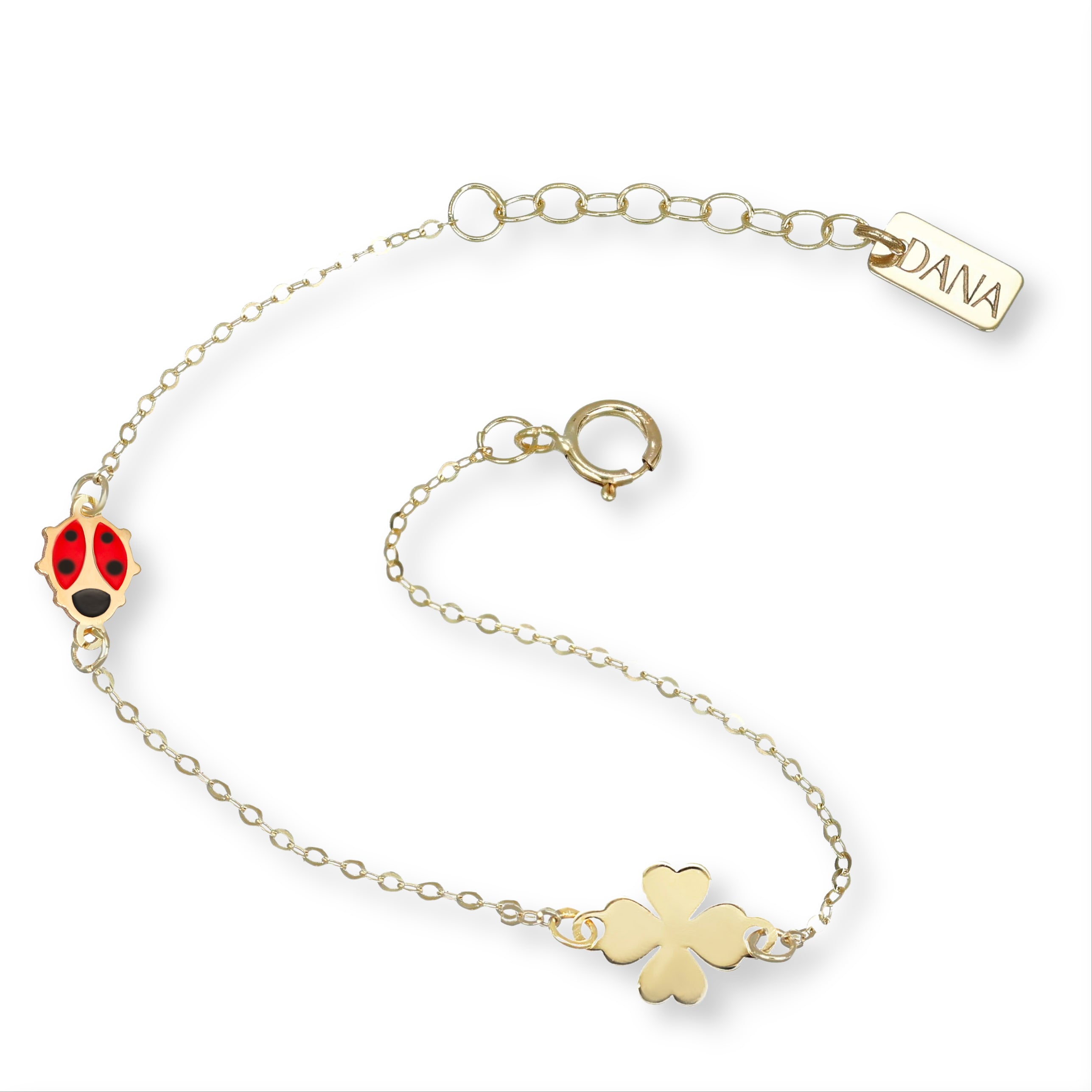 Bracciale Baby con quadrifoglio e coccinella