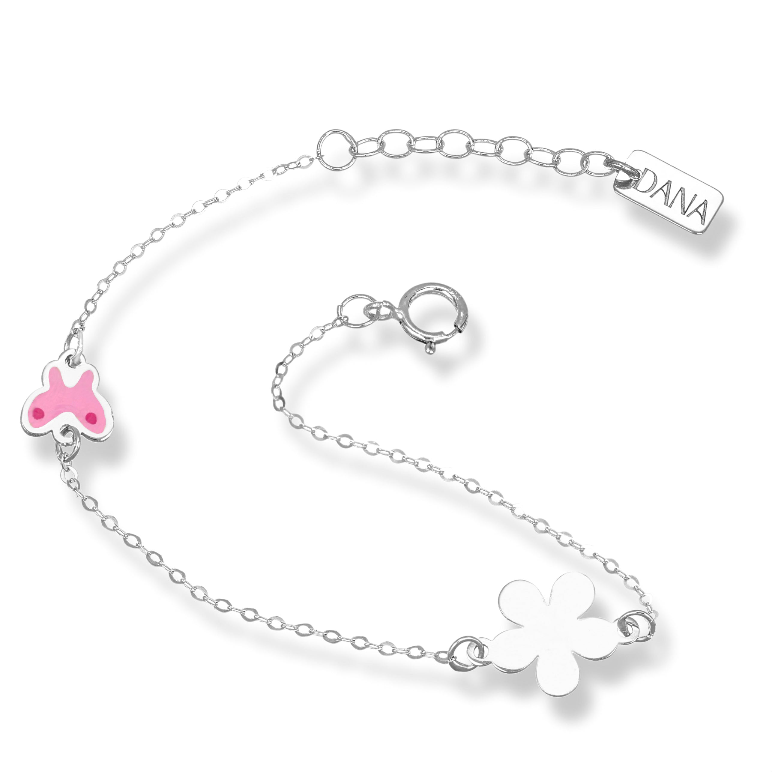 Bracciale Baby con fiore e farfalla