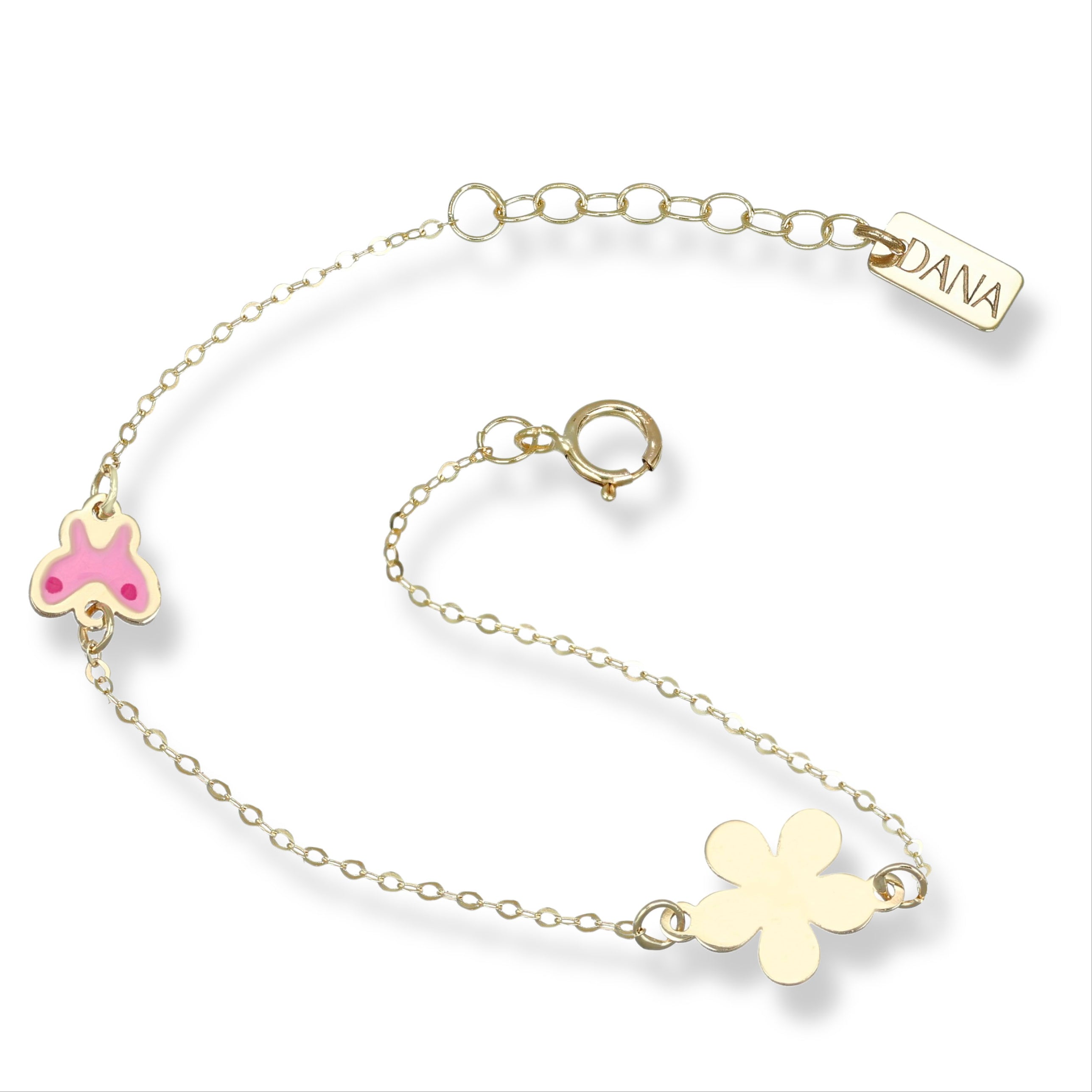 Bracciale Baby con fiore e farfalla