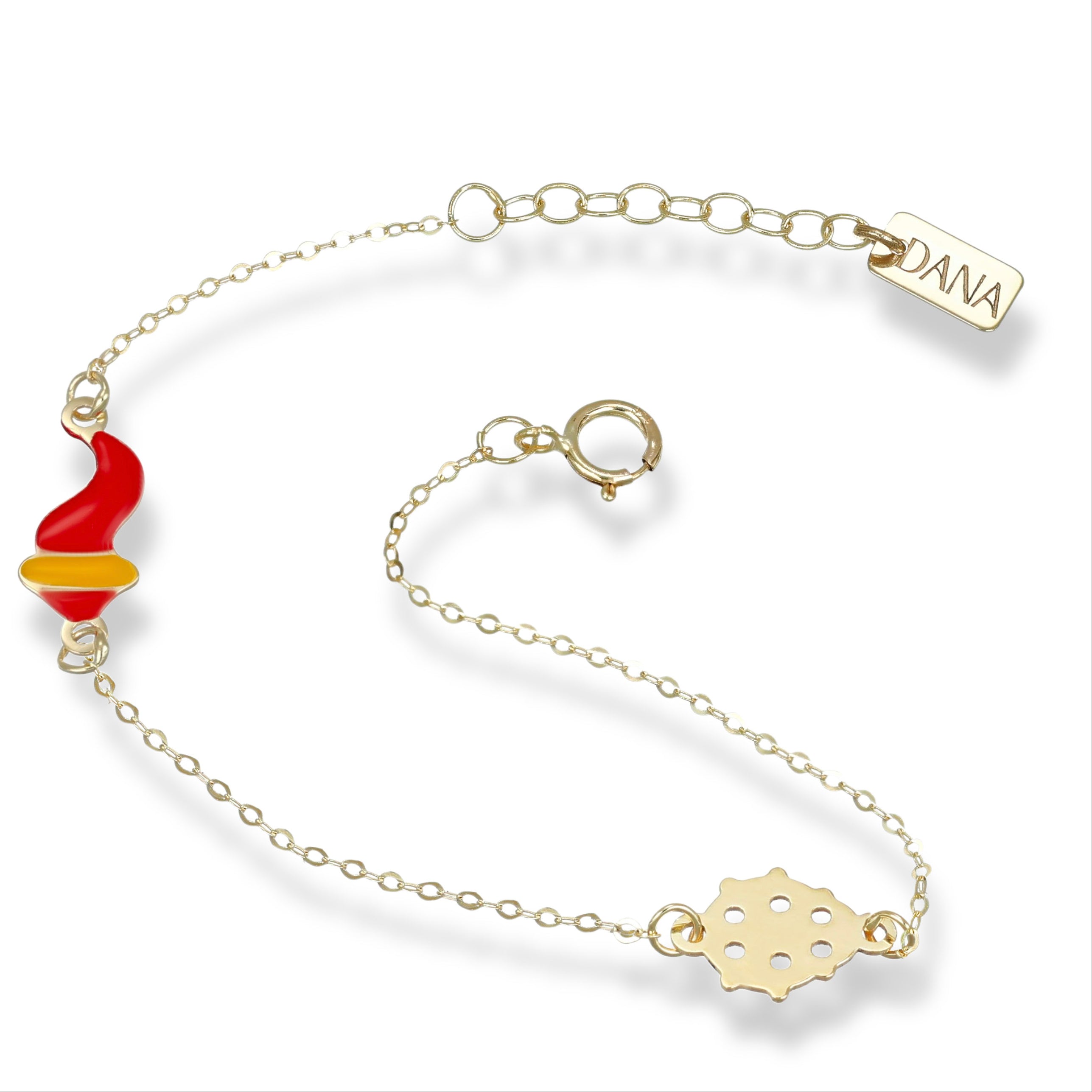 Bracciale Baby con corno napoletano e coccinella