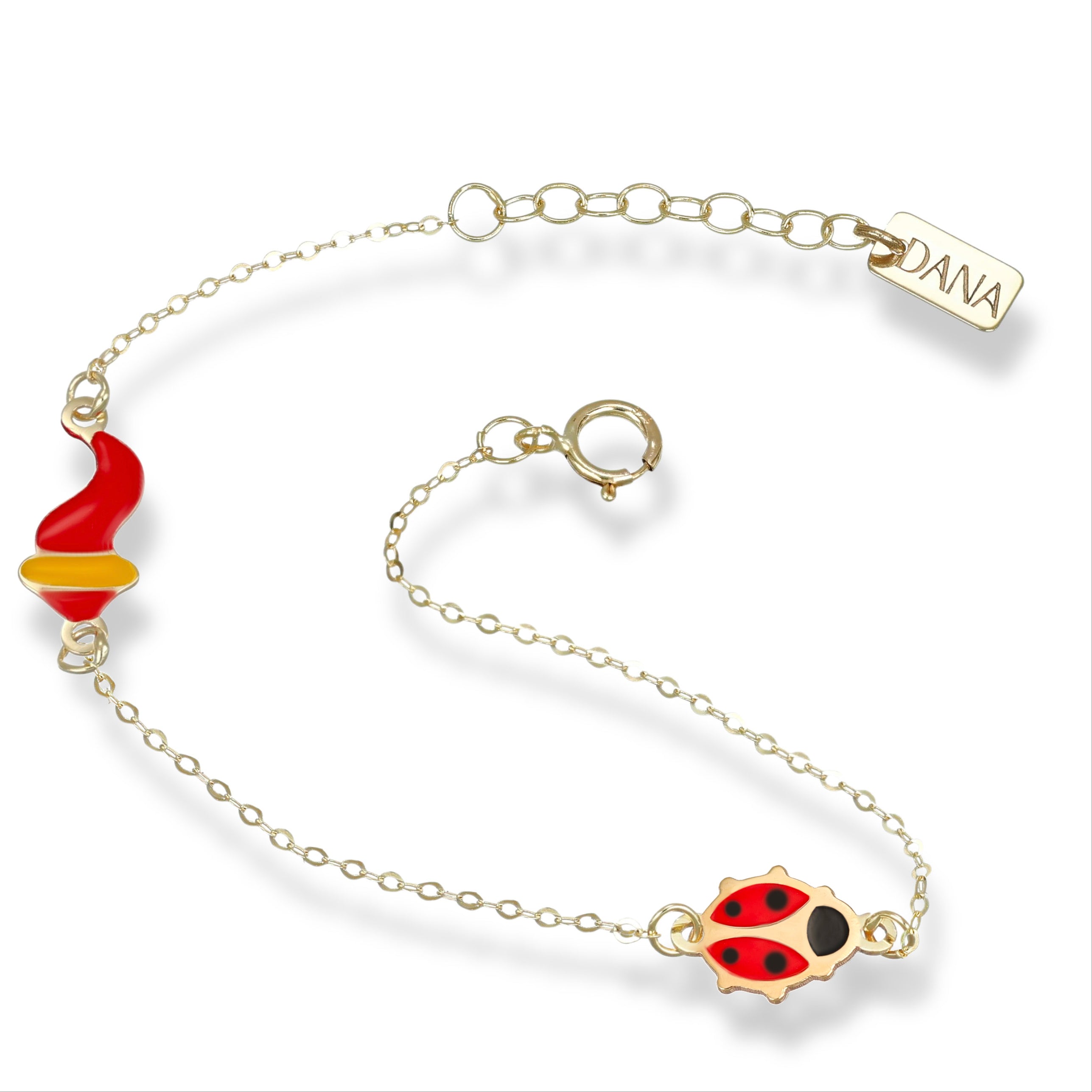 Bracciale Baby con corno napoletano e coccinella