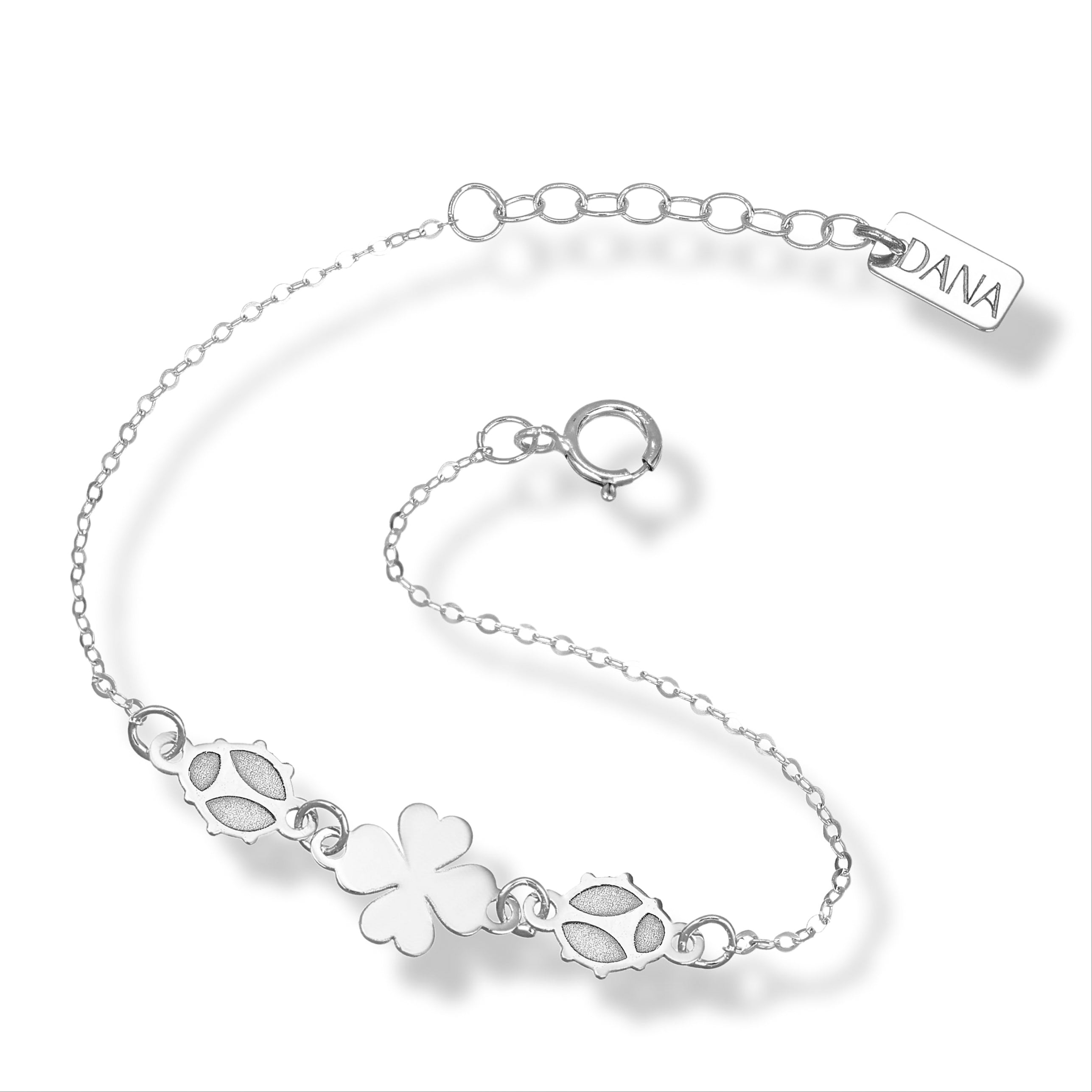 Bracciale Baby con quadrifoglio e coccinelle