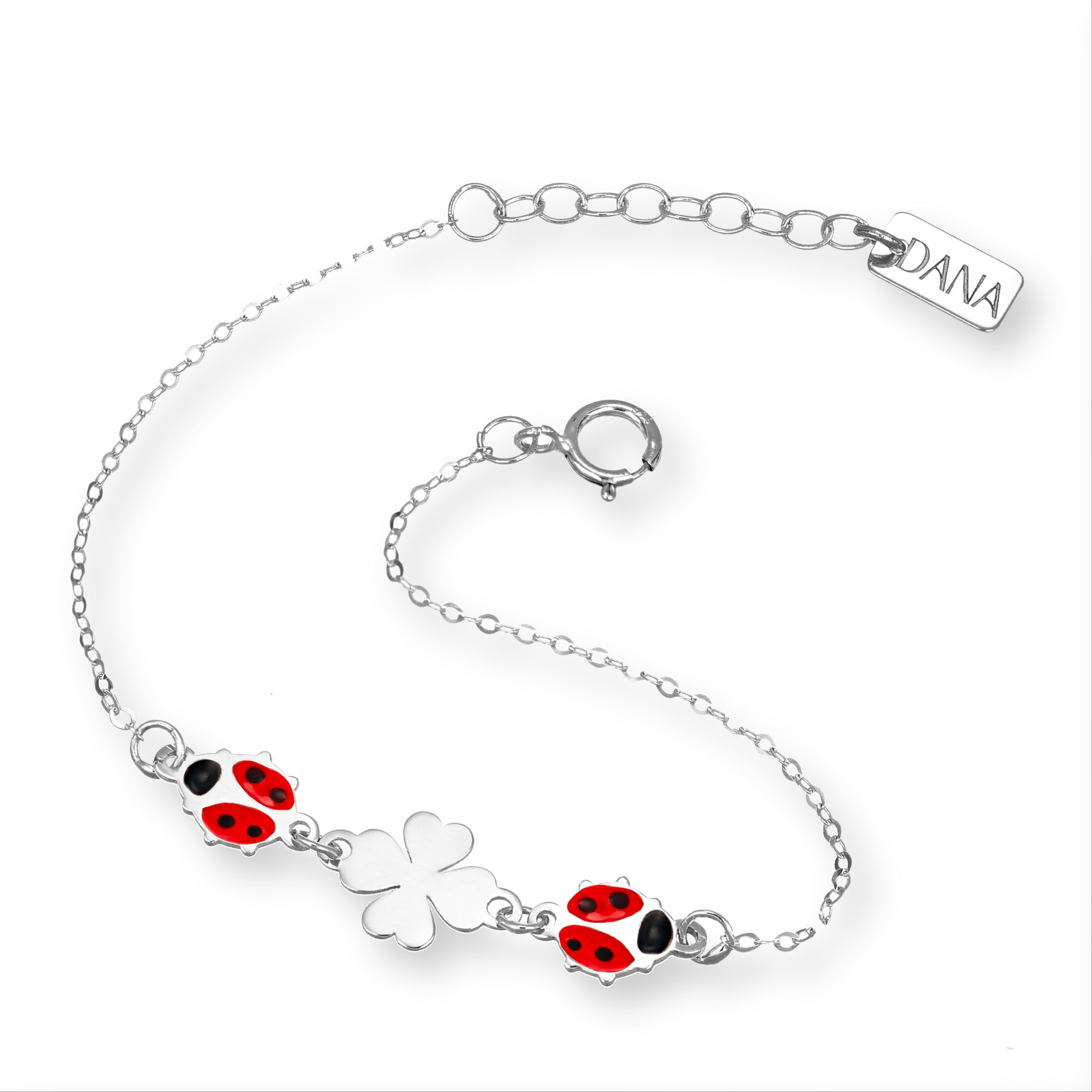 Bracciale Baby con quadrifoglio e coccinelle